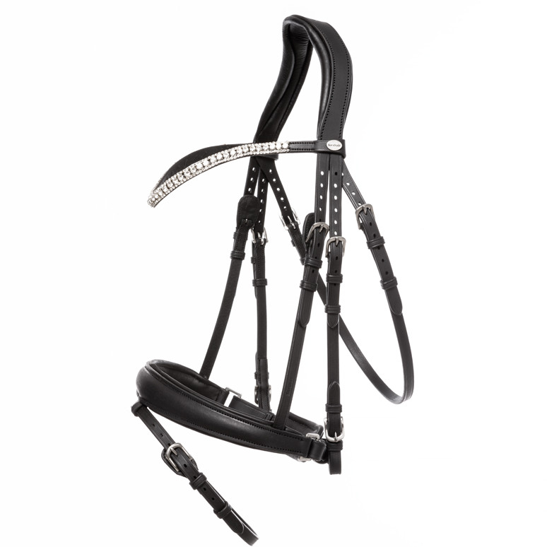 Trensenzaum mit schwedischen Reithalfter EVERLYN Leder geölt schwarz