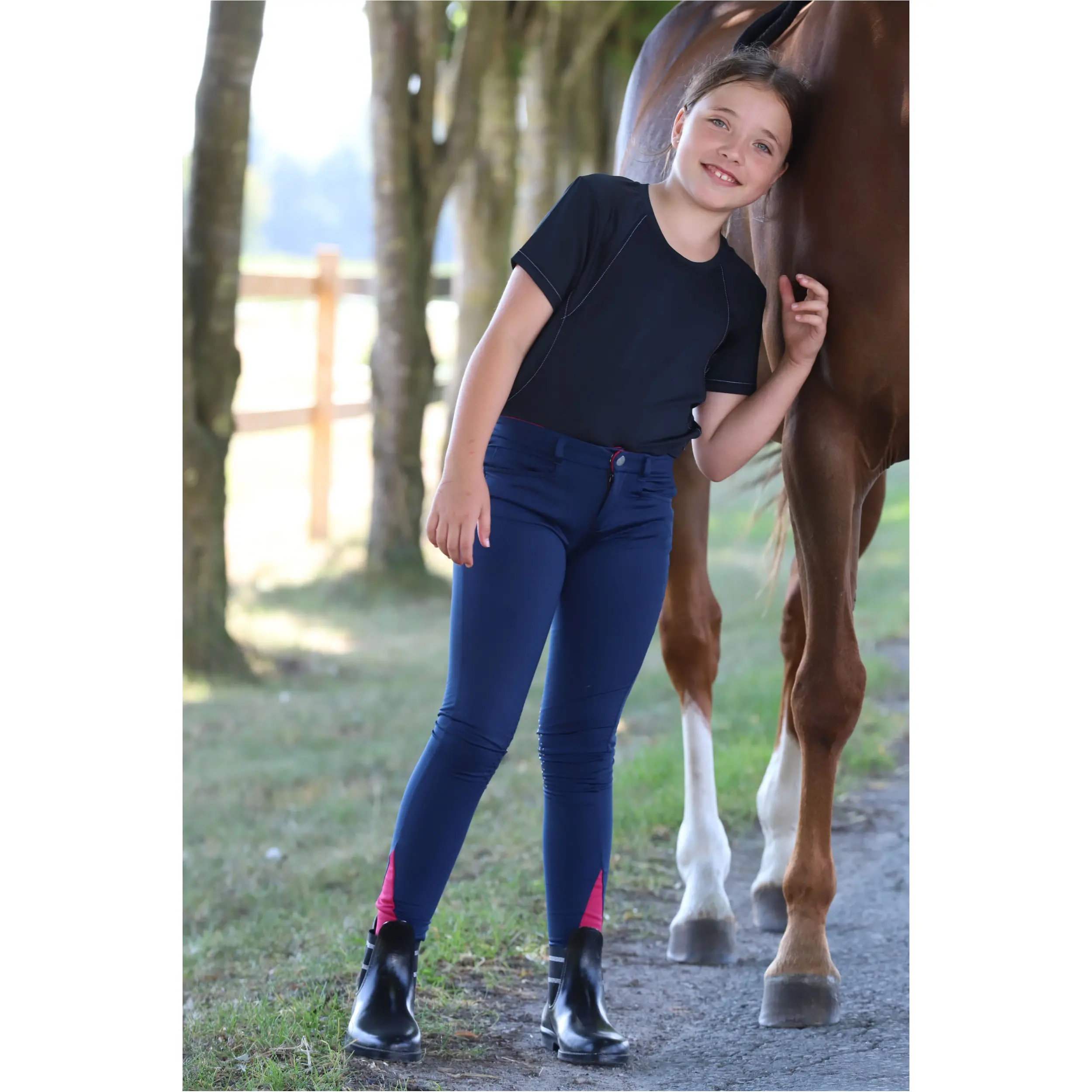 Kinder Reithose Silikon Kniebesatz COMFY dunkelblau
