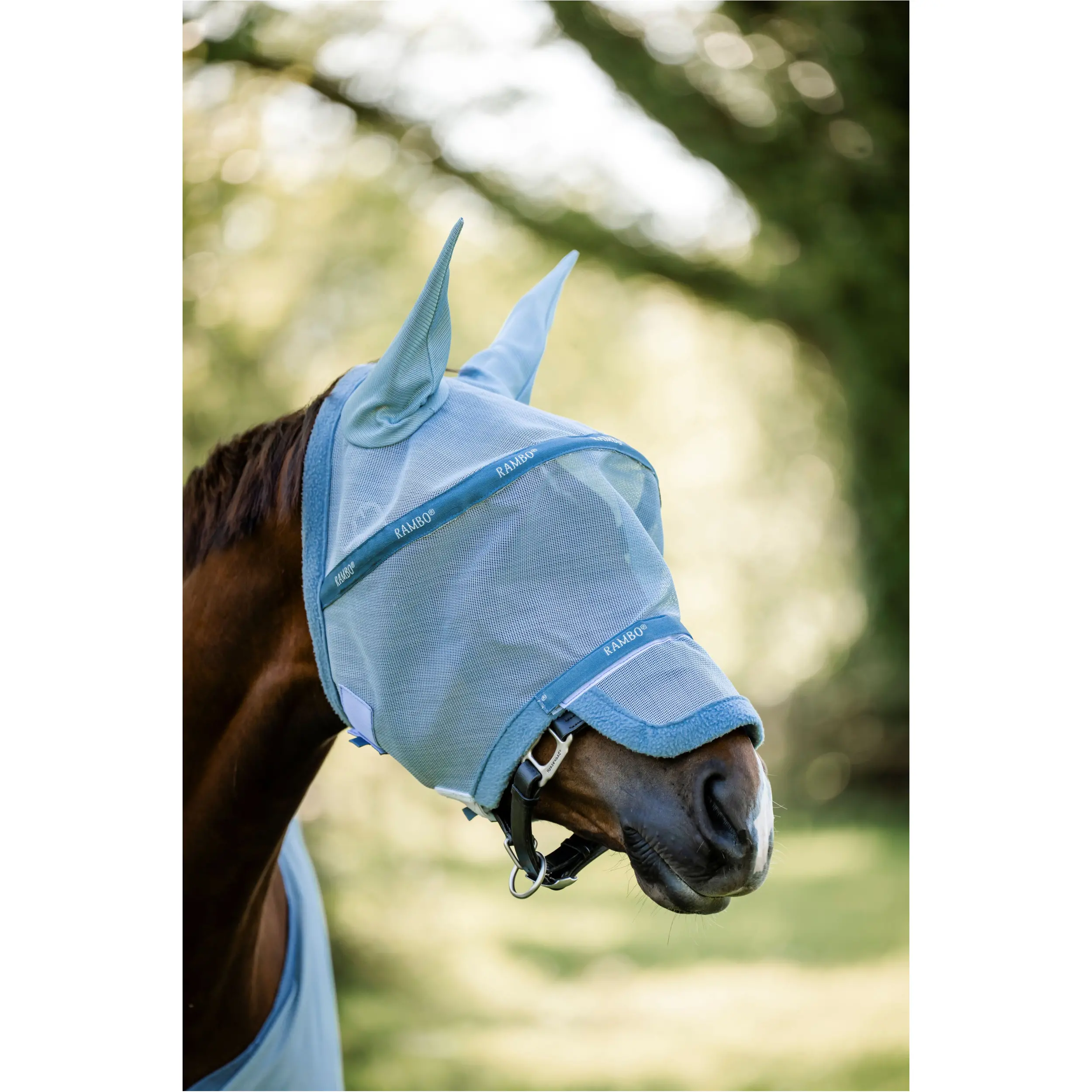 Fliegenmaske RAMBO Plus heather blue/blue/silver