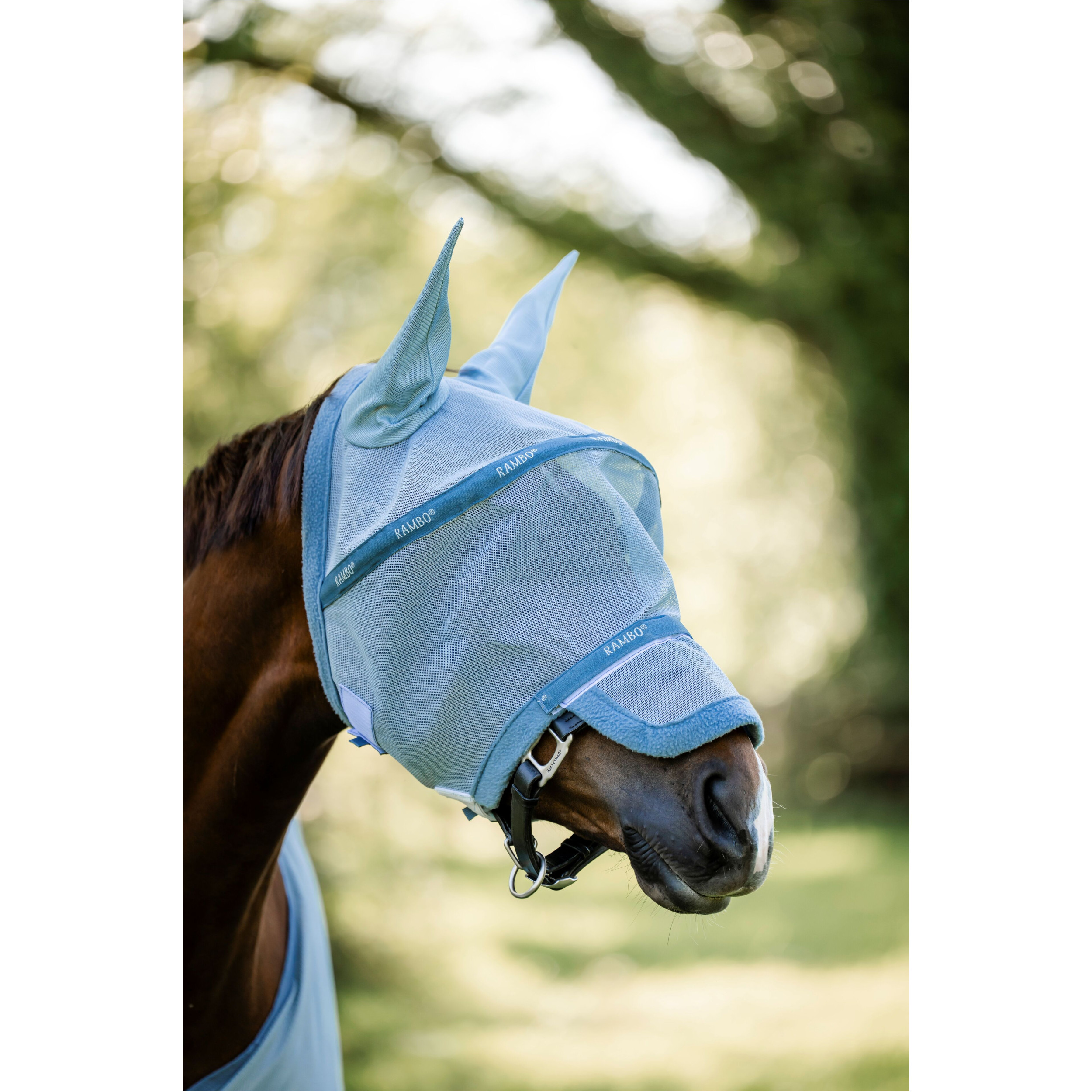 Fliegenmaske RAMBO Plus heather blue/blue/silver