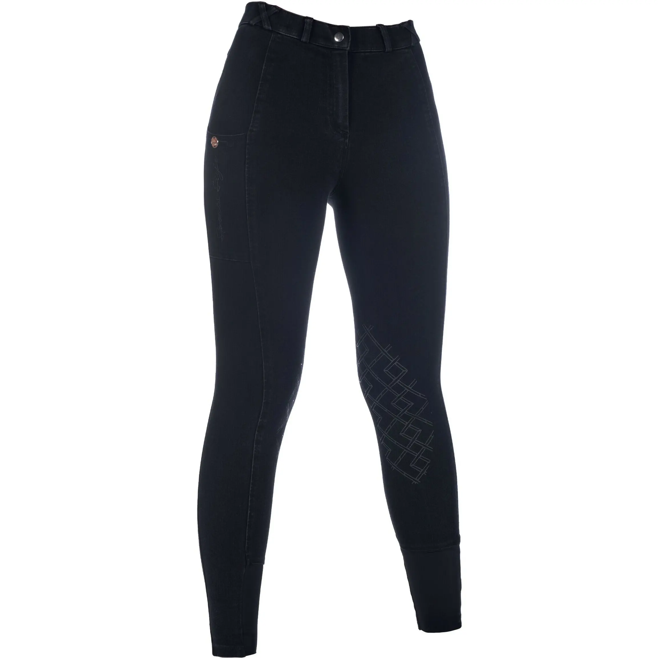 Damen Reithose Silikon Kniebesatz HARBOUR ISLAND DENIM schwarz
