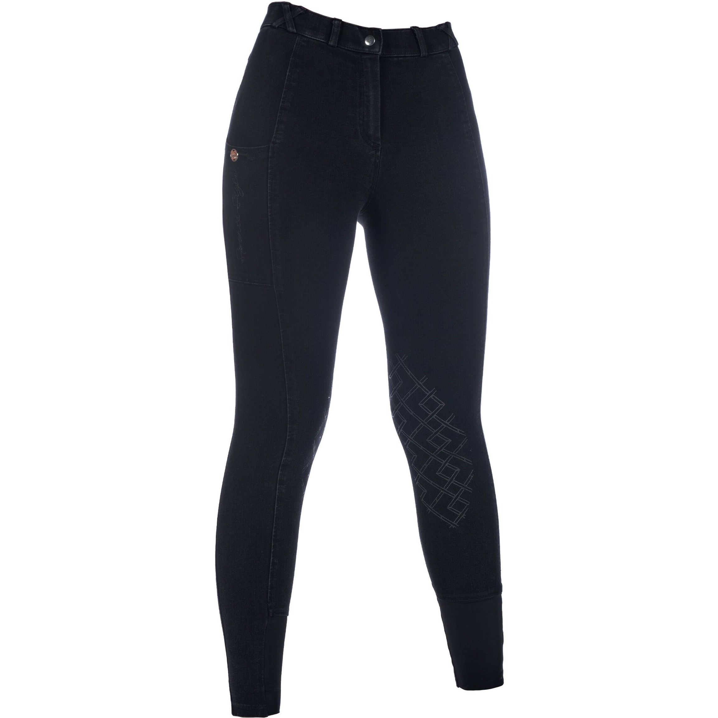 Damen Reithose Silikon Kniebesatz HARBOUR ISLAND DENIM schwarz