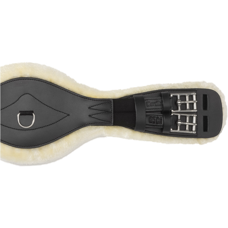 Lederkurzgurt geölt mit Kunstfell und Elast COMFORT schwarz/beige