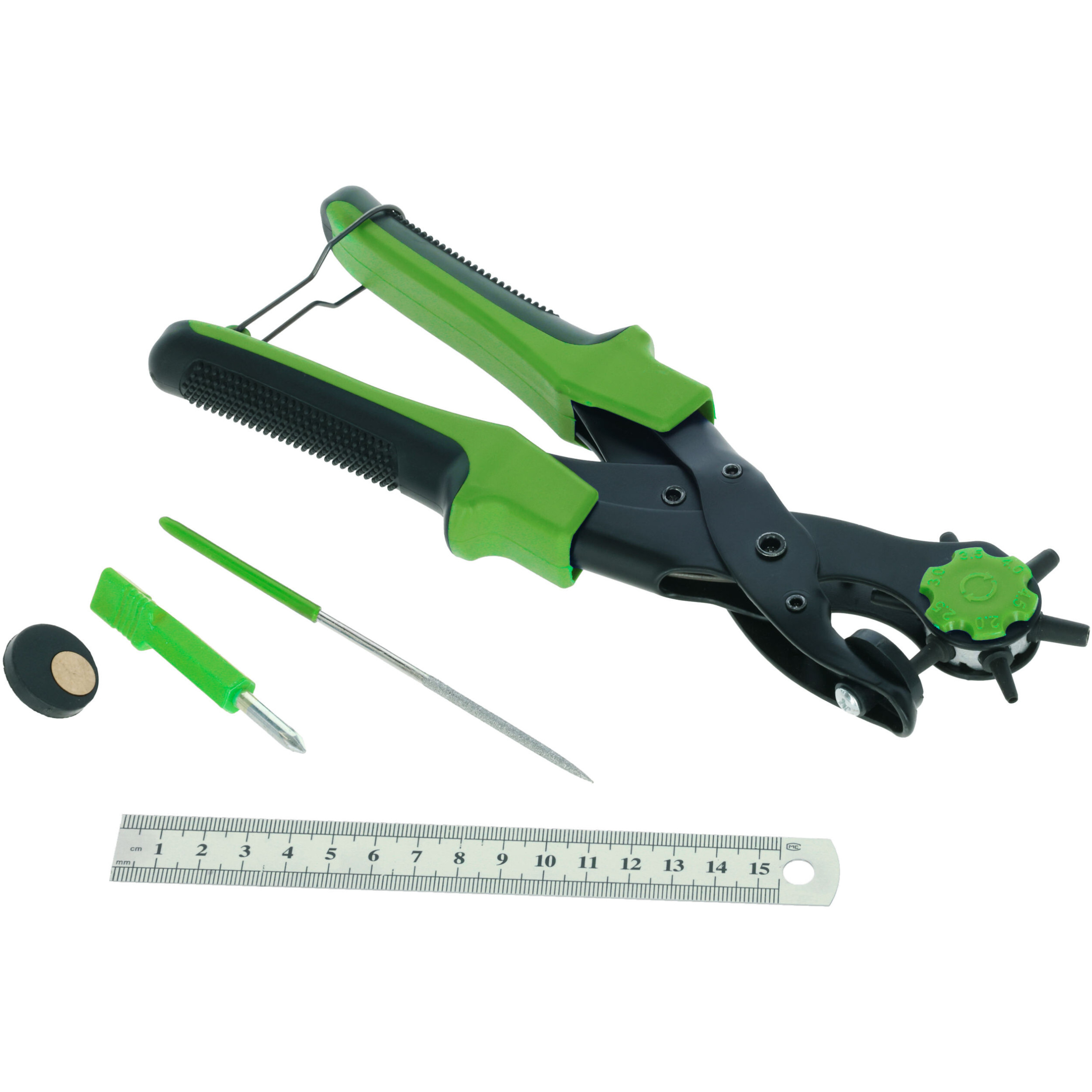 Lochzange mit 6 Stanzgrößen schwarz/grün