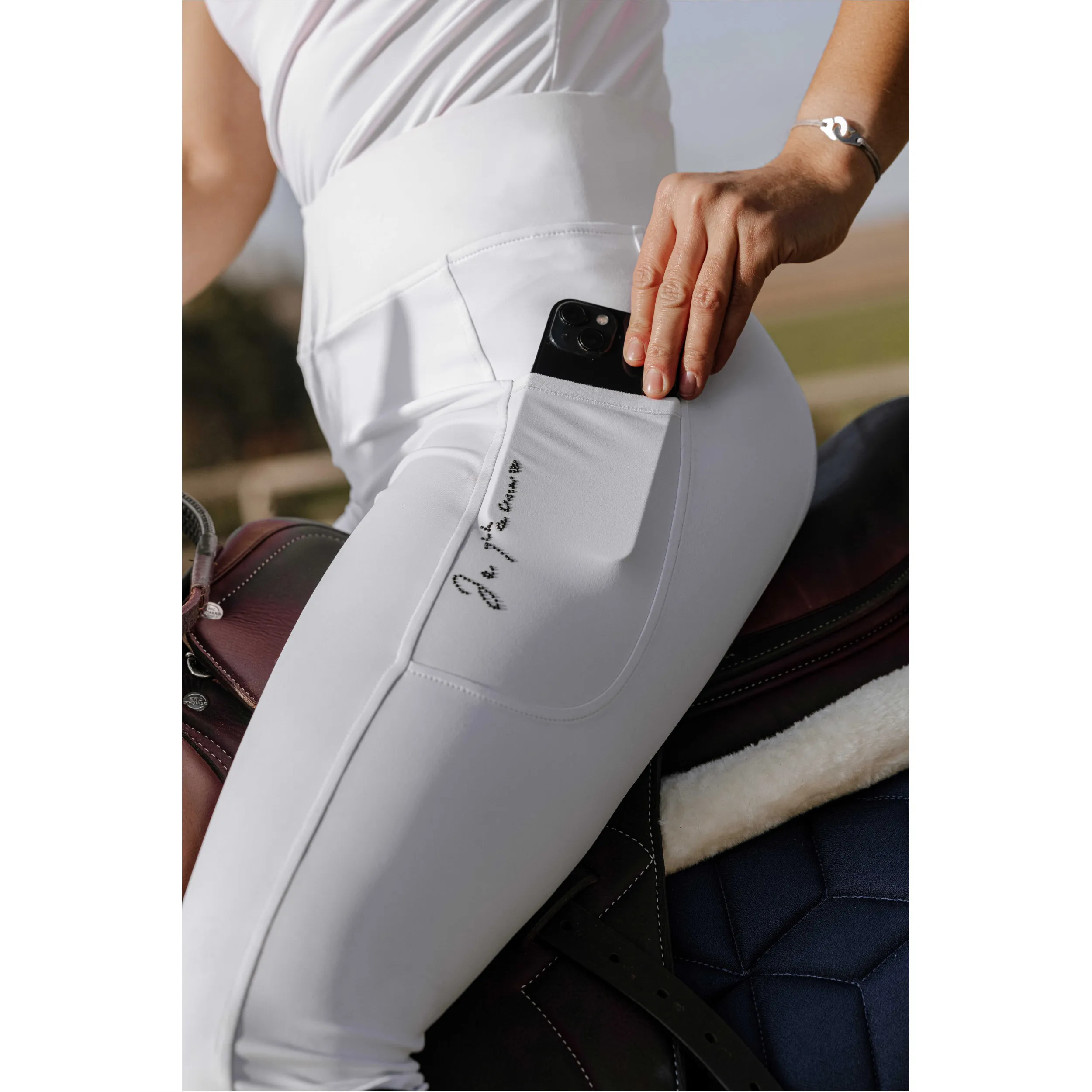 Damen Reitleggings Silikon Vollbesatz FLORA Kreuzbund weiß