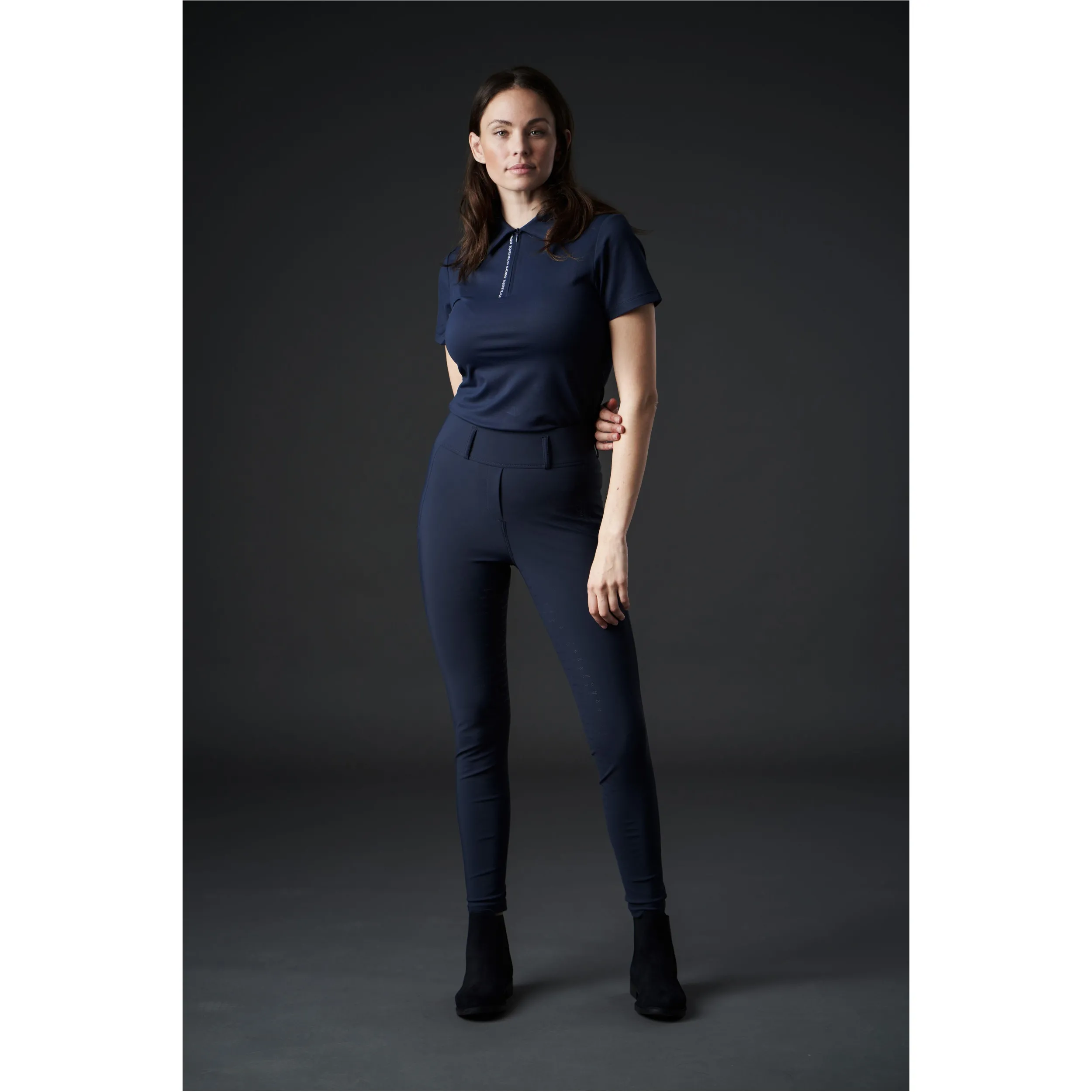 Damen Reitleggings Silikon Vollbesatz RIVER F/G mit Gürtelschlaufen navy
