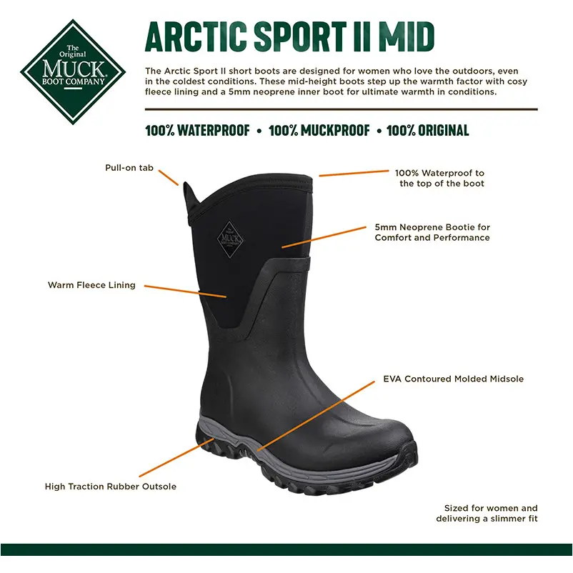 Winter Damen Gummistiefel ARCTIC SPORT II MID schwarz