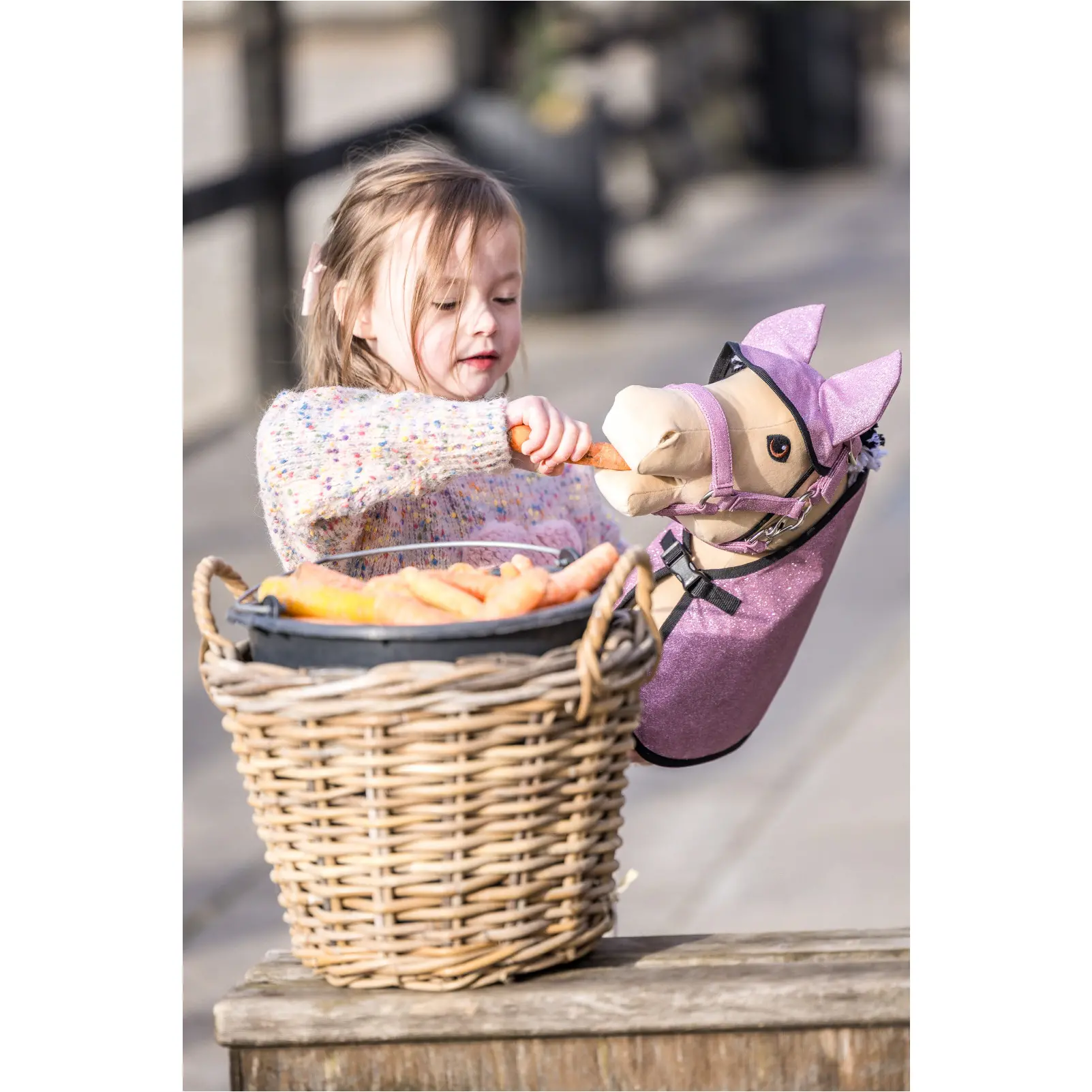 Spielzeugset Decke mit Fliegenhaube pink glitter