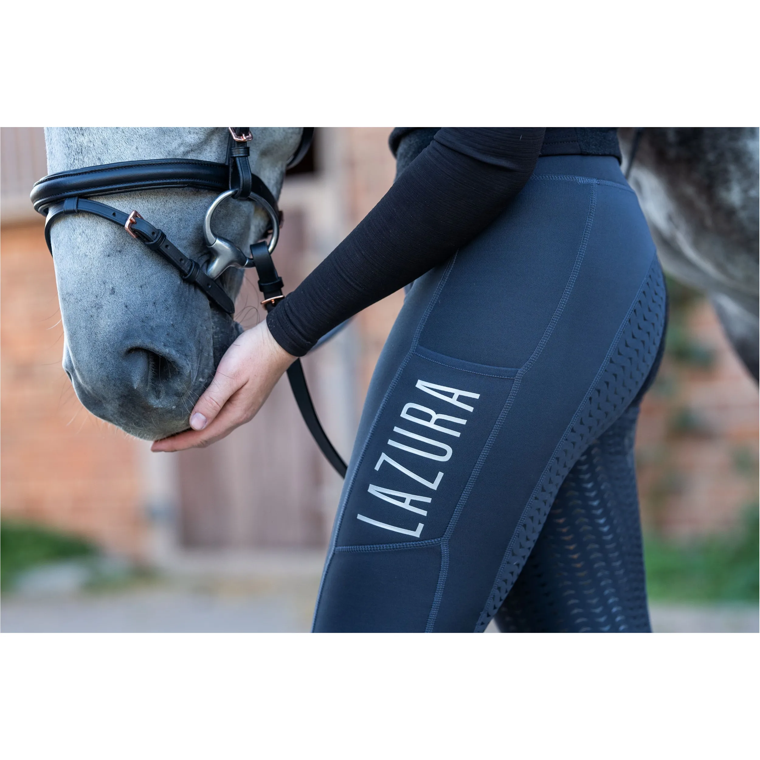 Damen Reitleggings Silikon Vollbesatz EMILIA nachtblau