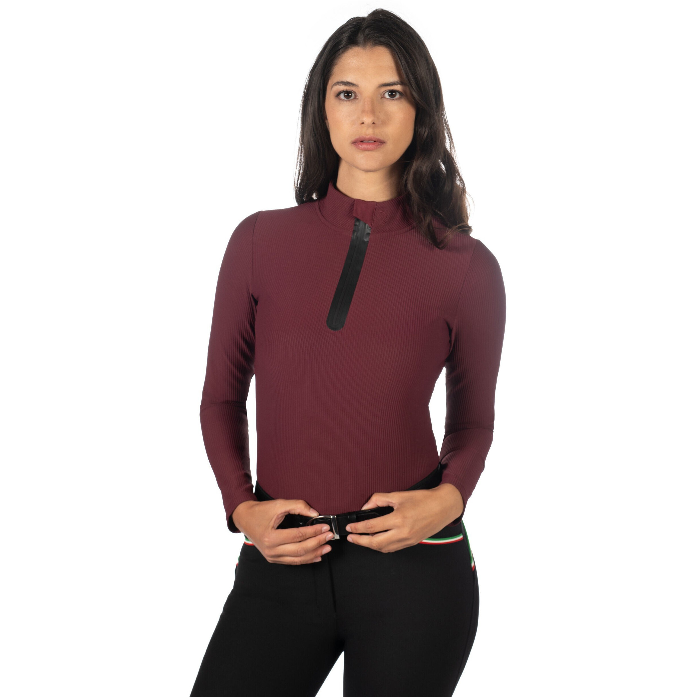 Damen Funktionsshirt LIVIGNO RIBBED bordeaux