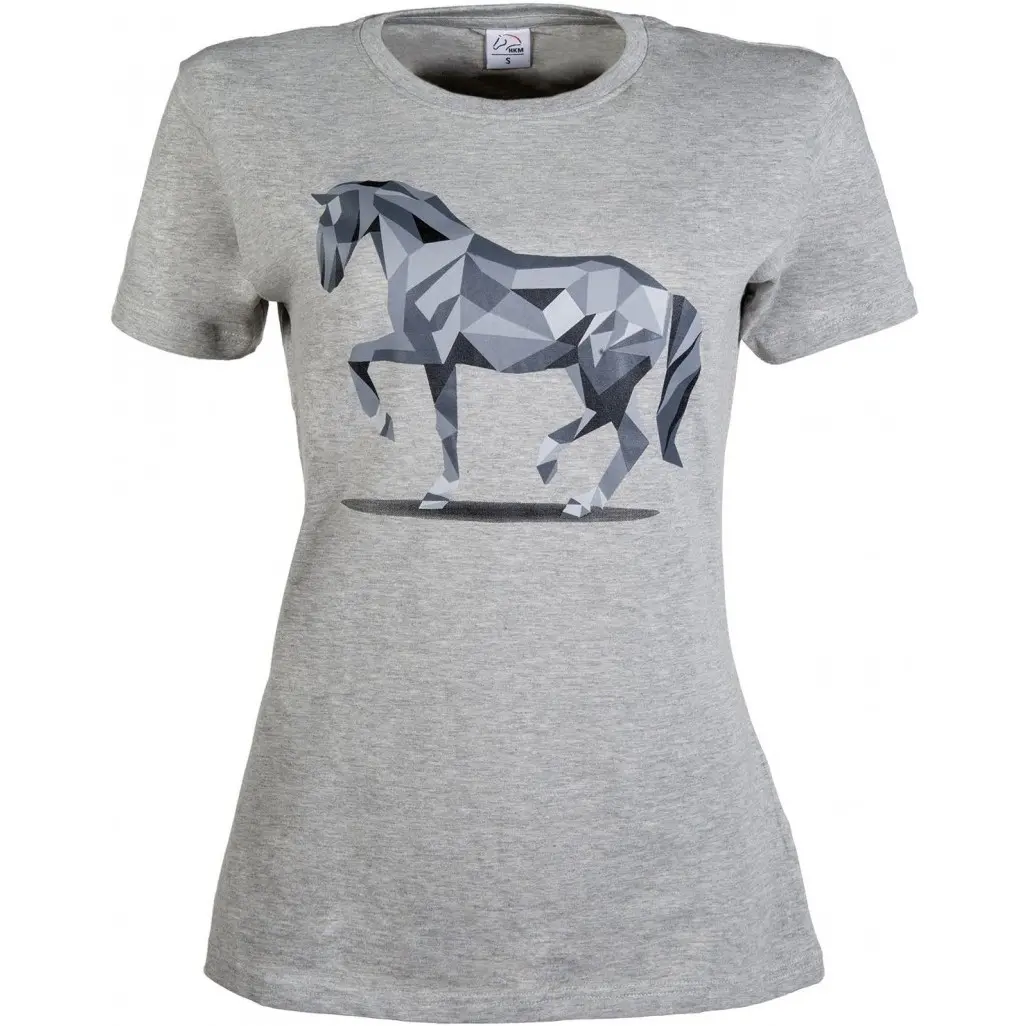 Damen T-Shirt GRAPHICAL HORSE hellgrau melange