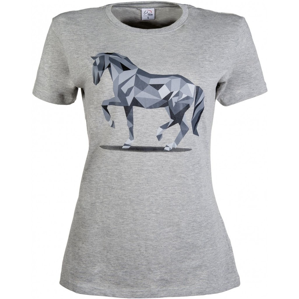 Damen T-Shirt GRAPHICAL HORSE hellgrau melange