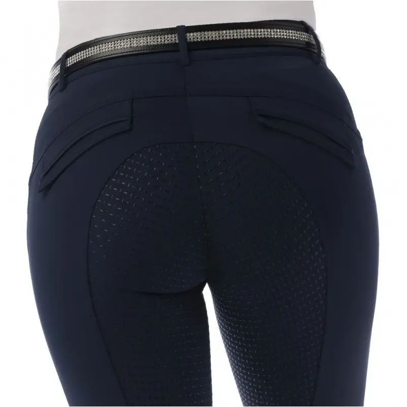 Damen Reithose Silikon Vollbesatz MICRO marineblau