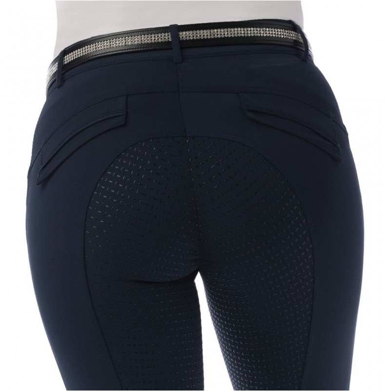 Damen Reithose Silikon Vollbesatz MICRO marineblau
