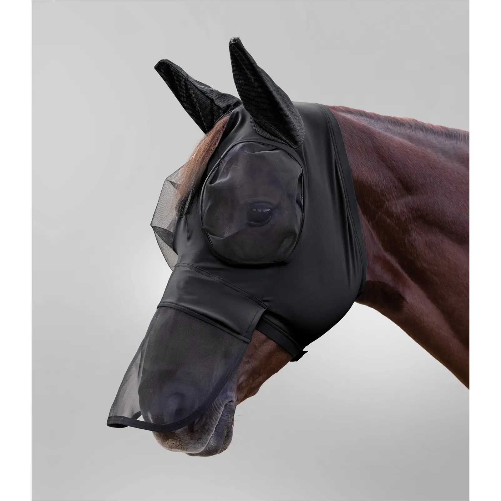 Fliegenmaske PUCK mit Nasenschutz schwarz