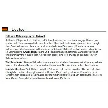 Fell- und Mähnenspray mit Kokosöl