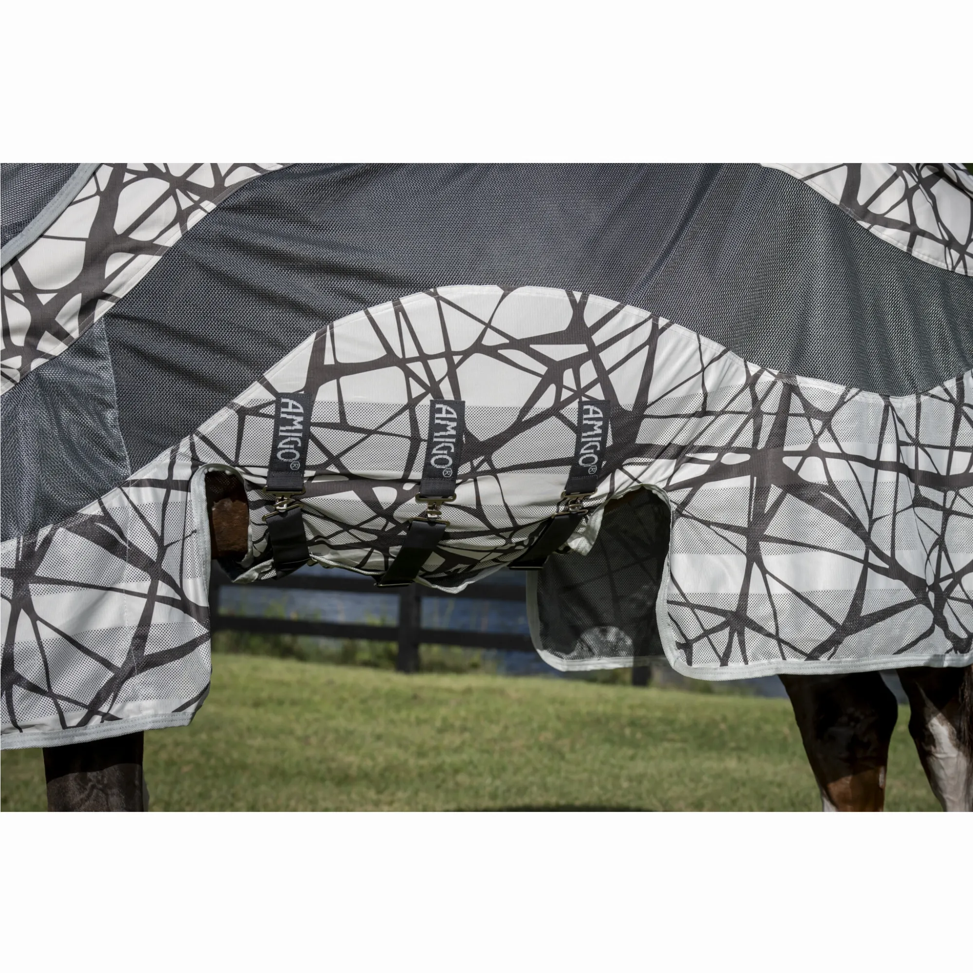Fliegen- und Regendecke mit Halsteil (abnehmbar) 600D AMIGO 3 in 1 Camofly print/grey