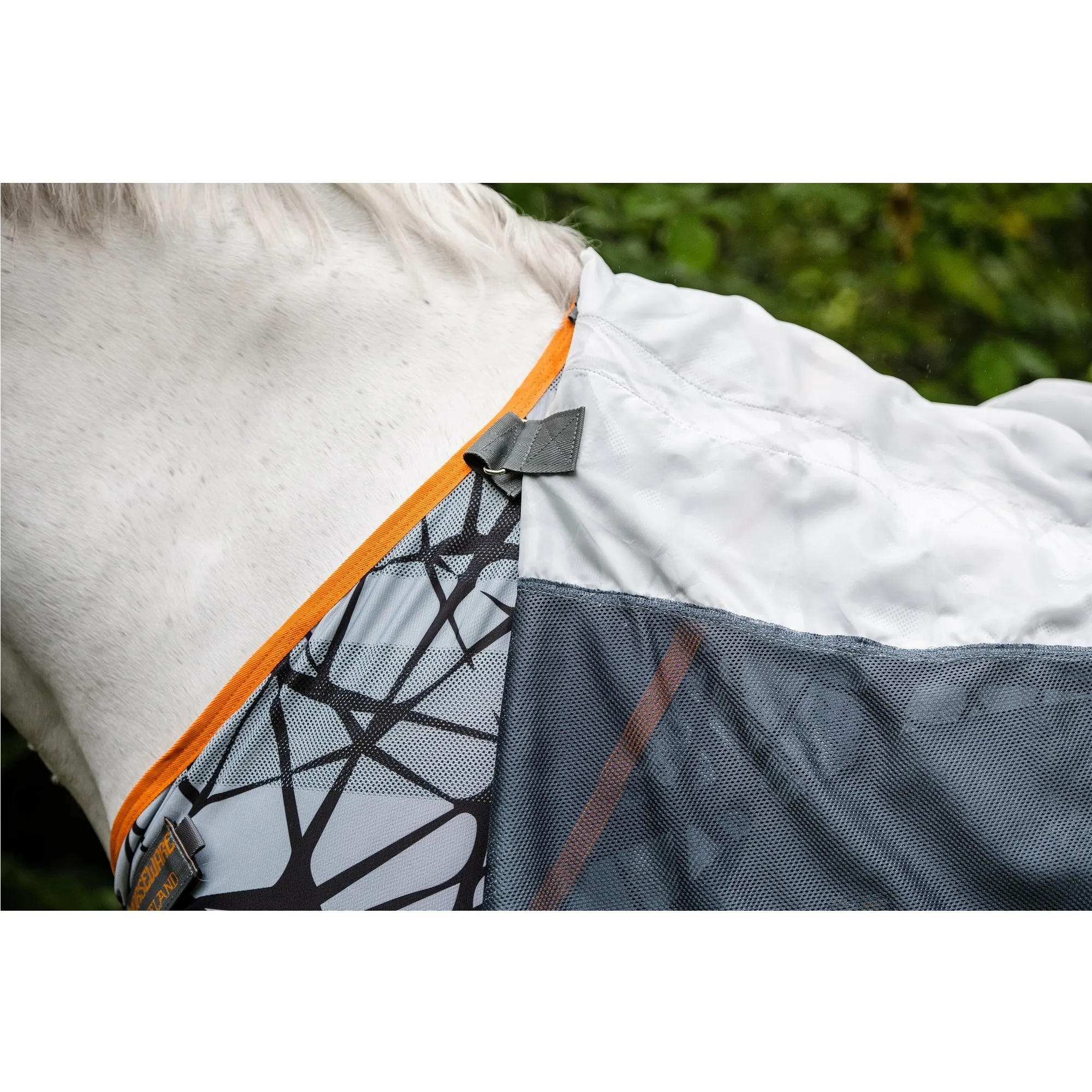 Fliegendecke mit Halsteil (abnehmbar) 600D AMIGO Camofly grey/orange
