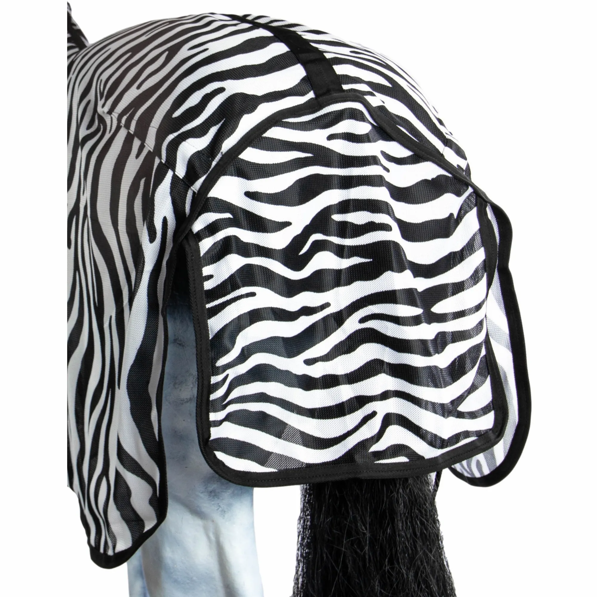 Fliegendecke mit Halsteil und Bauchlatz reißfest ZEBRA schwarz/weiß