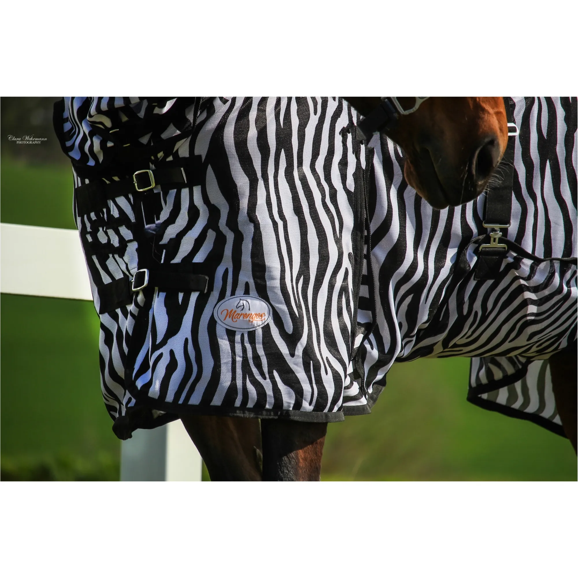 Fliegendecke mit Halsteil und Bauchlatz reißfest ZEBRA schwarz/weiß