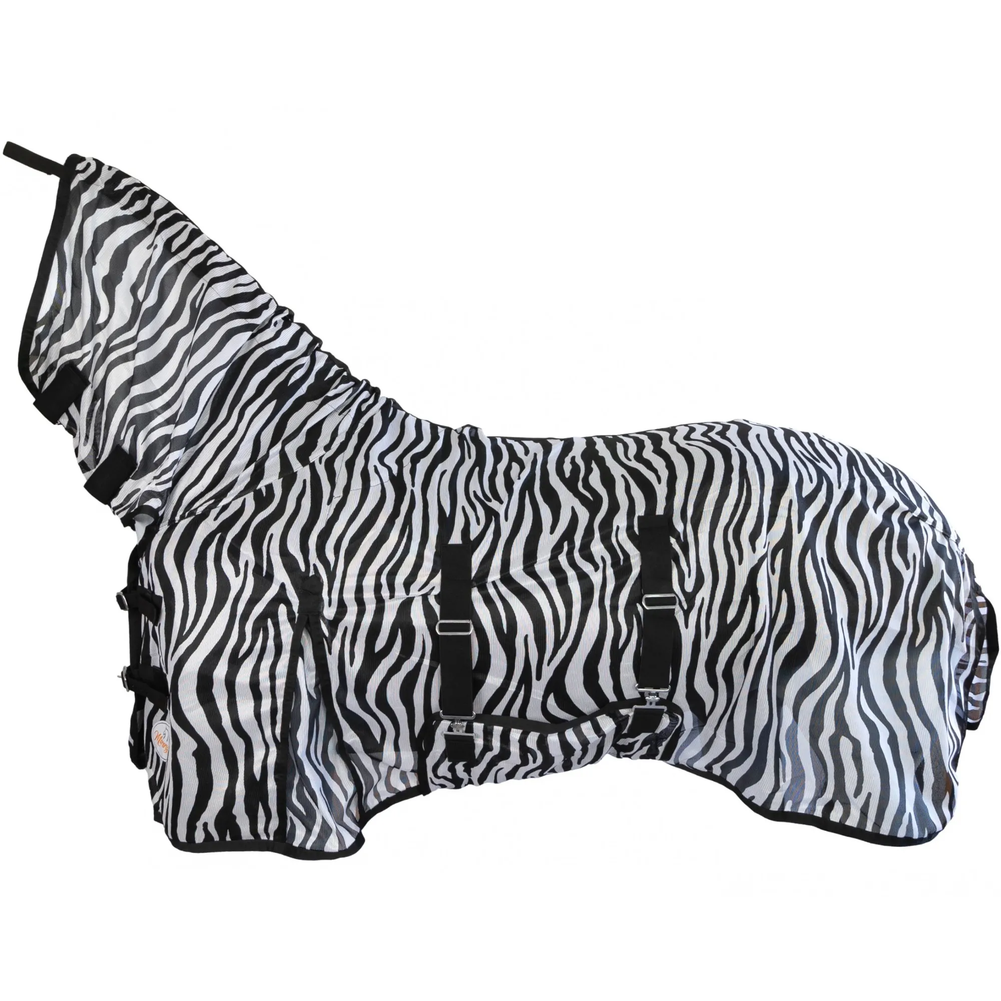 Fliegendecke mit Halsteil und Bauchlatz ZEBRA schwarz/weiß