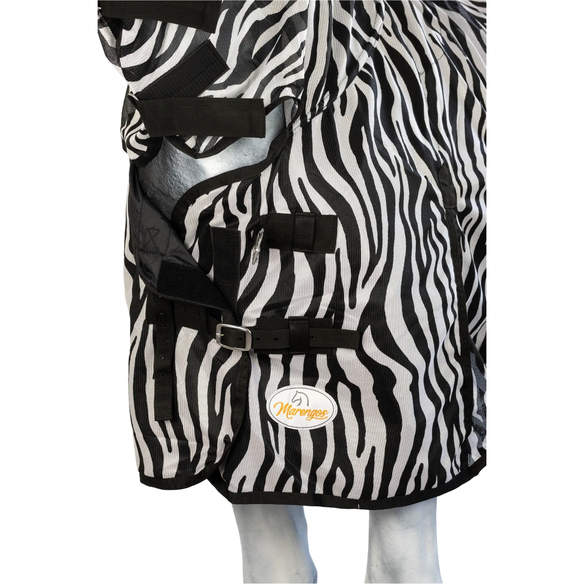 Fliegendecke mit Halsteil und Bauchlatz ZEBRA schwarz/weiß