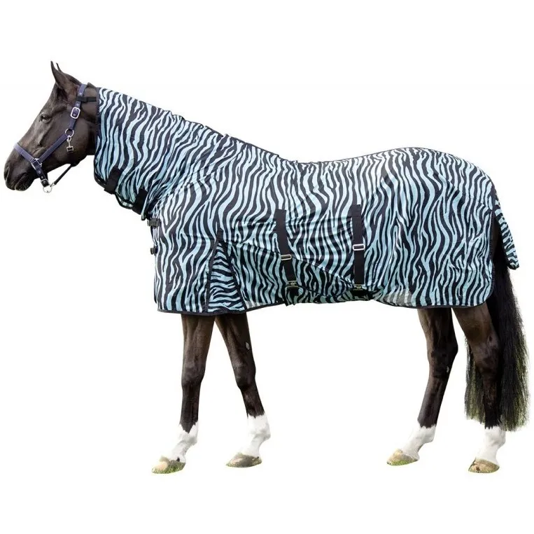 Fliegendecke mit Halsteil ZEBRA AQUA aqua/schwarz