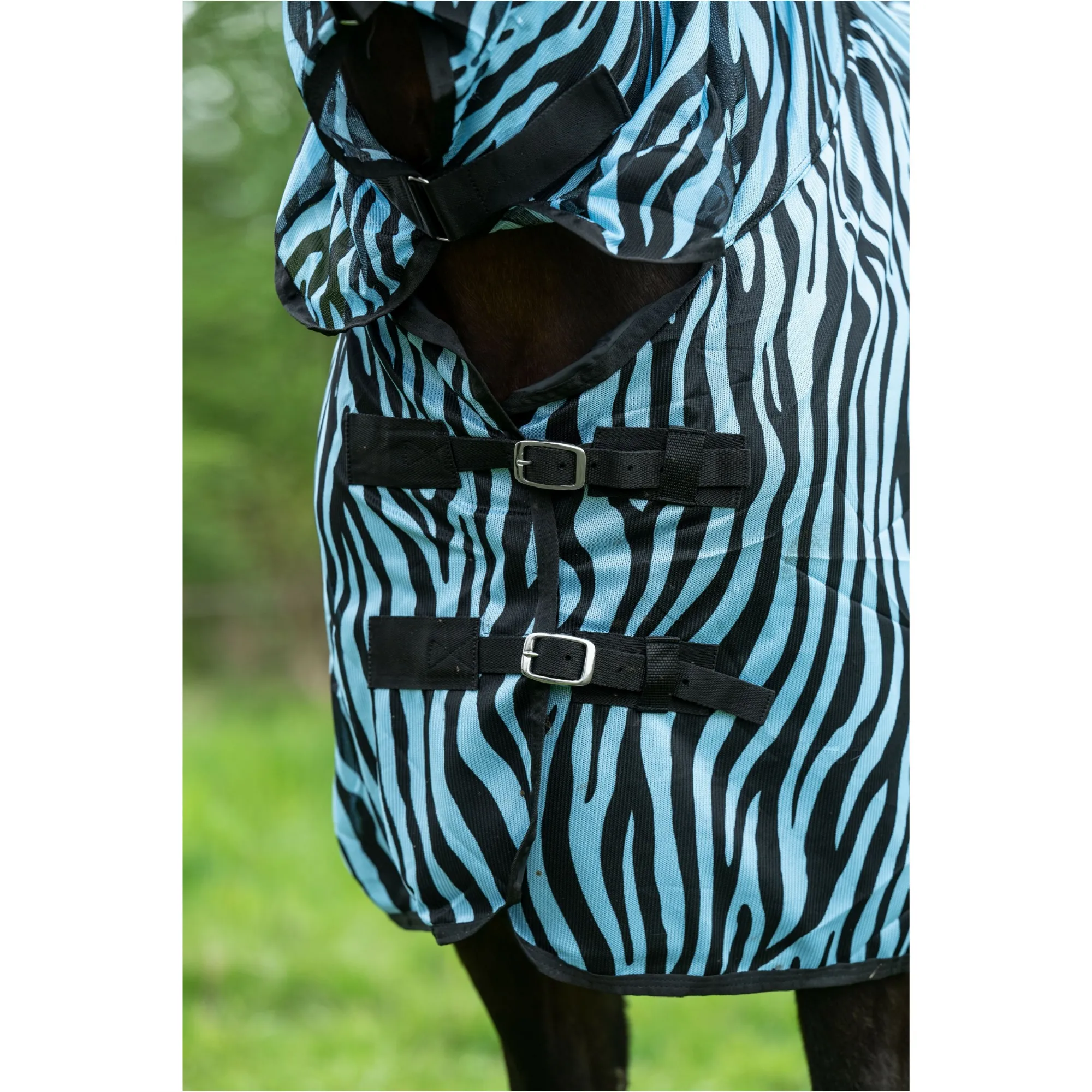 Fliegendecke mit Halsteil ZEBRA AQUA aqua/schwarz