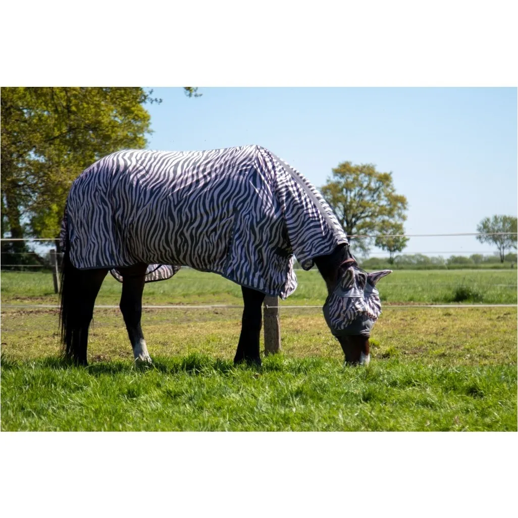 Fliegendecke mit Halsteil ZEBRA rosa/grau