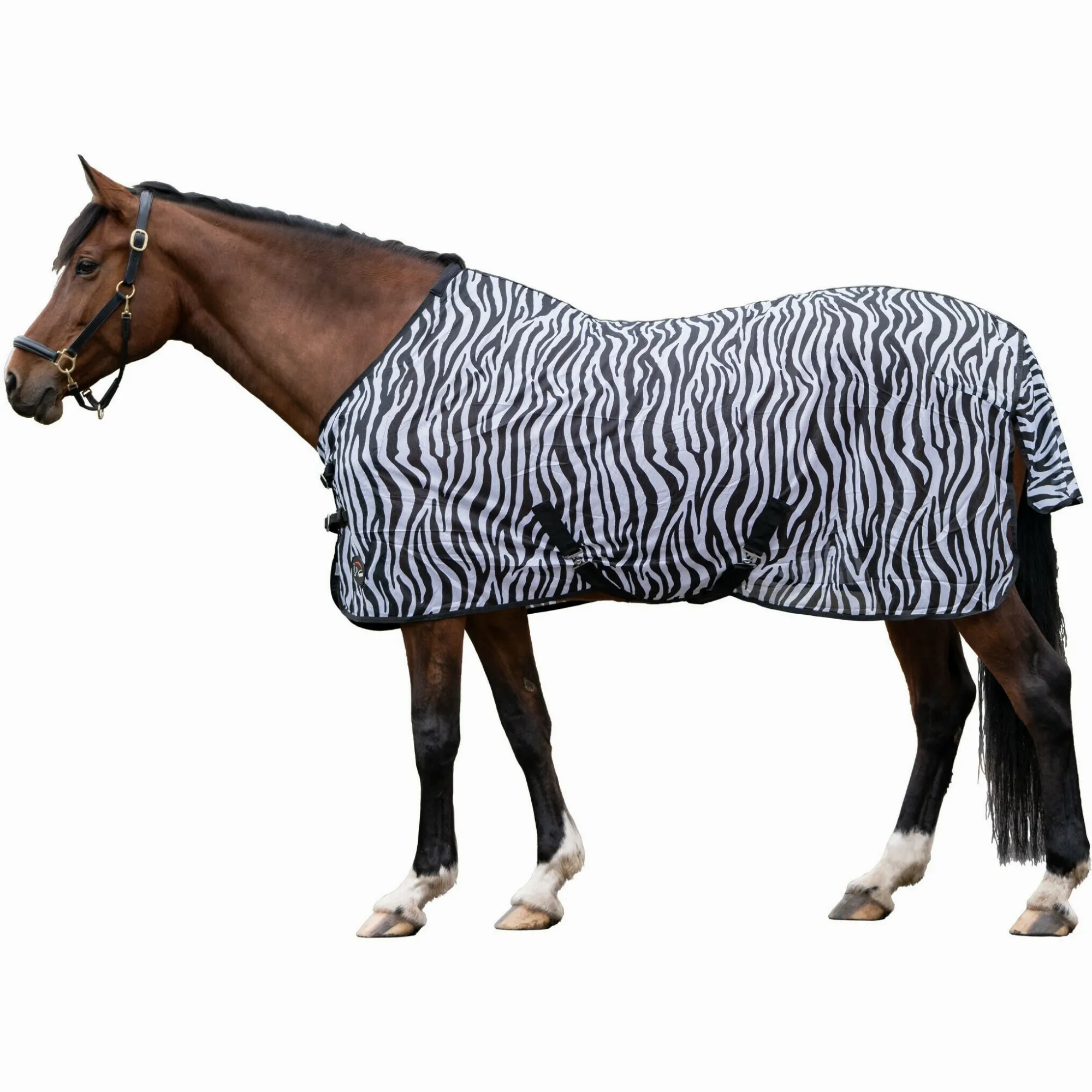 Fliegendecke mit Kreuzgurt ZEBRA schwarz/weiß