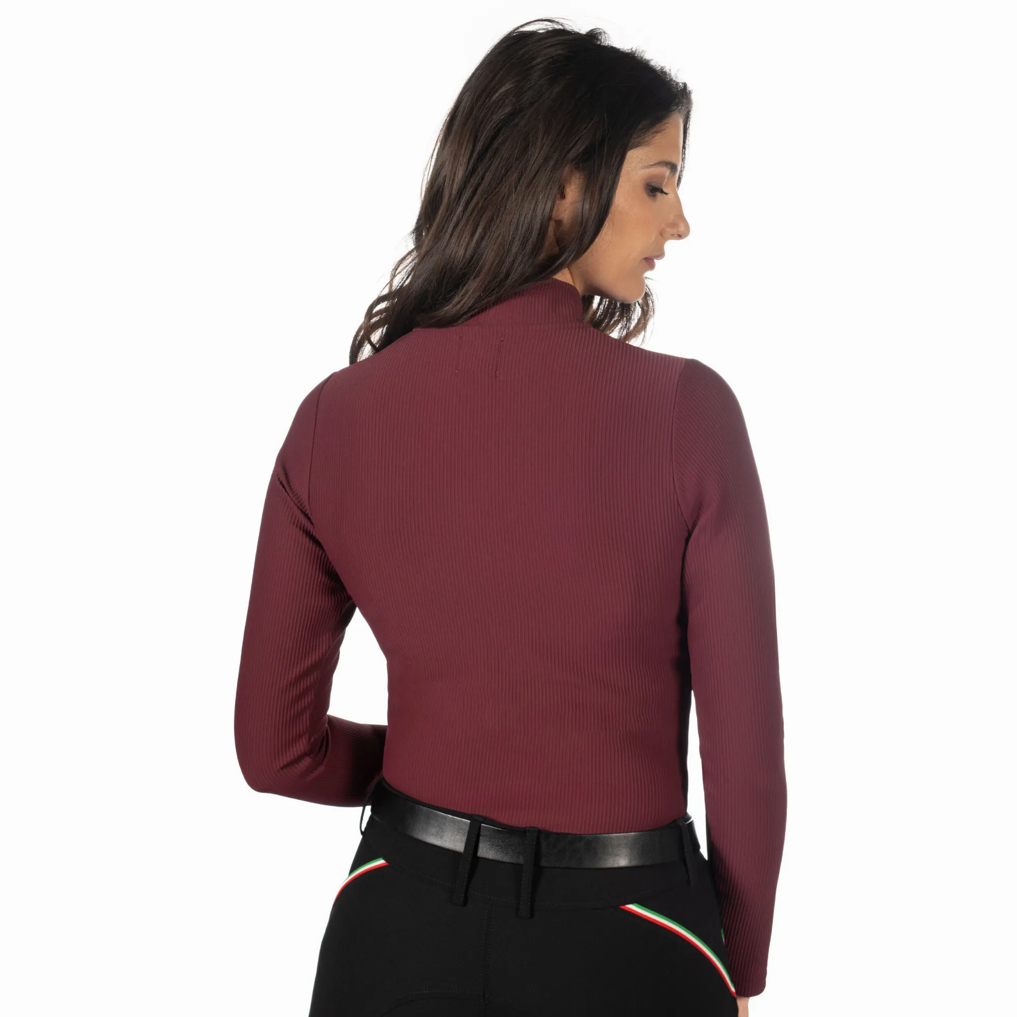 Damen Funktionsshirt LIVIGNO RIBBED bordeaux