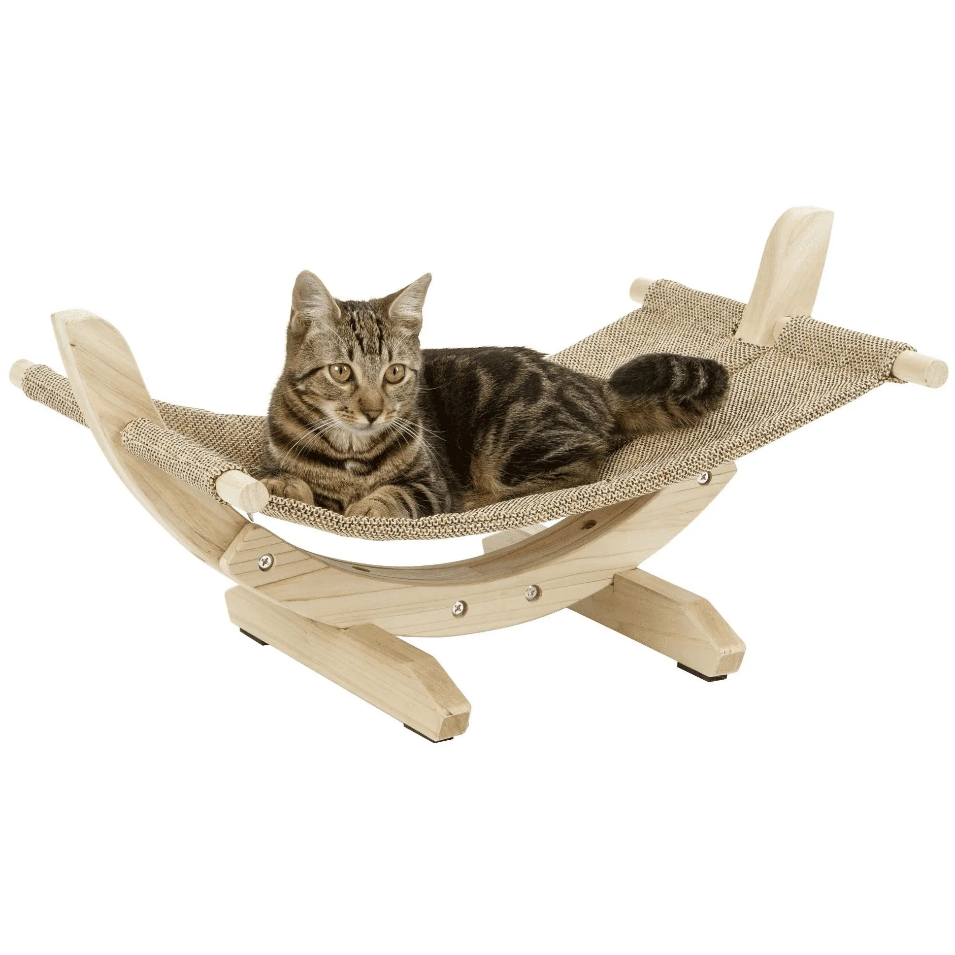 Hängematte mit Holzgestell für Katzen SIESTA 2.0 braun 61x37x29cm 
