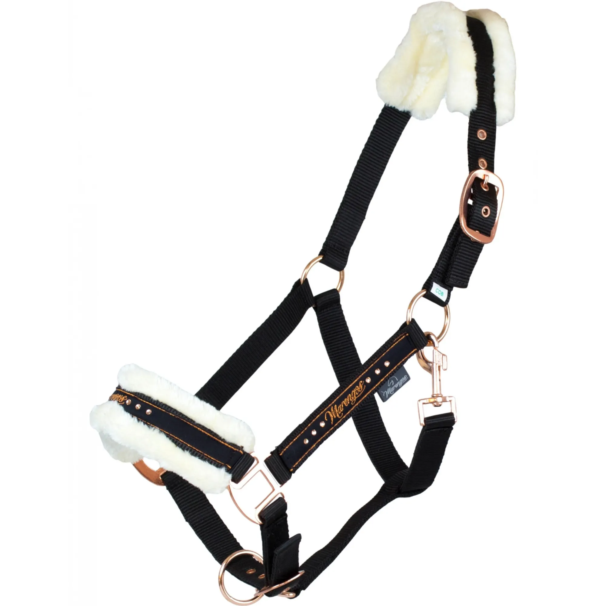 Halfter-Set mit Führstrick ELEGANT schwarz/roségold