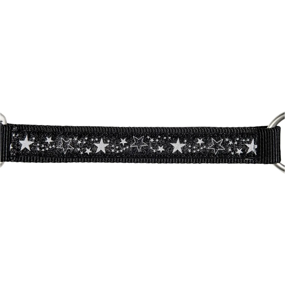 Halfter + Strick-Set mit Karabinerhaken STERNCHEN schwarz/silber