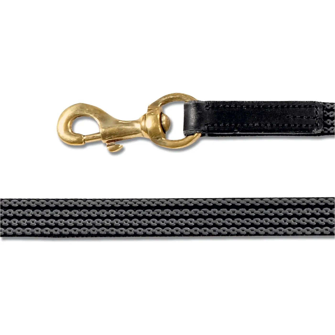 Island Zügel gummiert mit Karabiner schwarz/messing 250cm