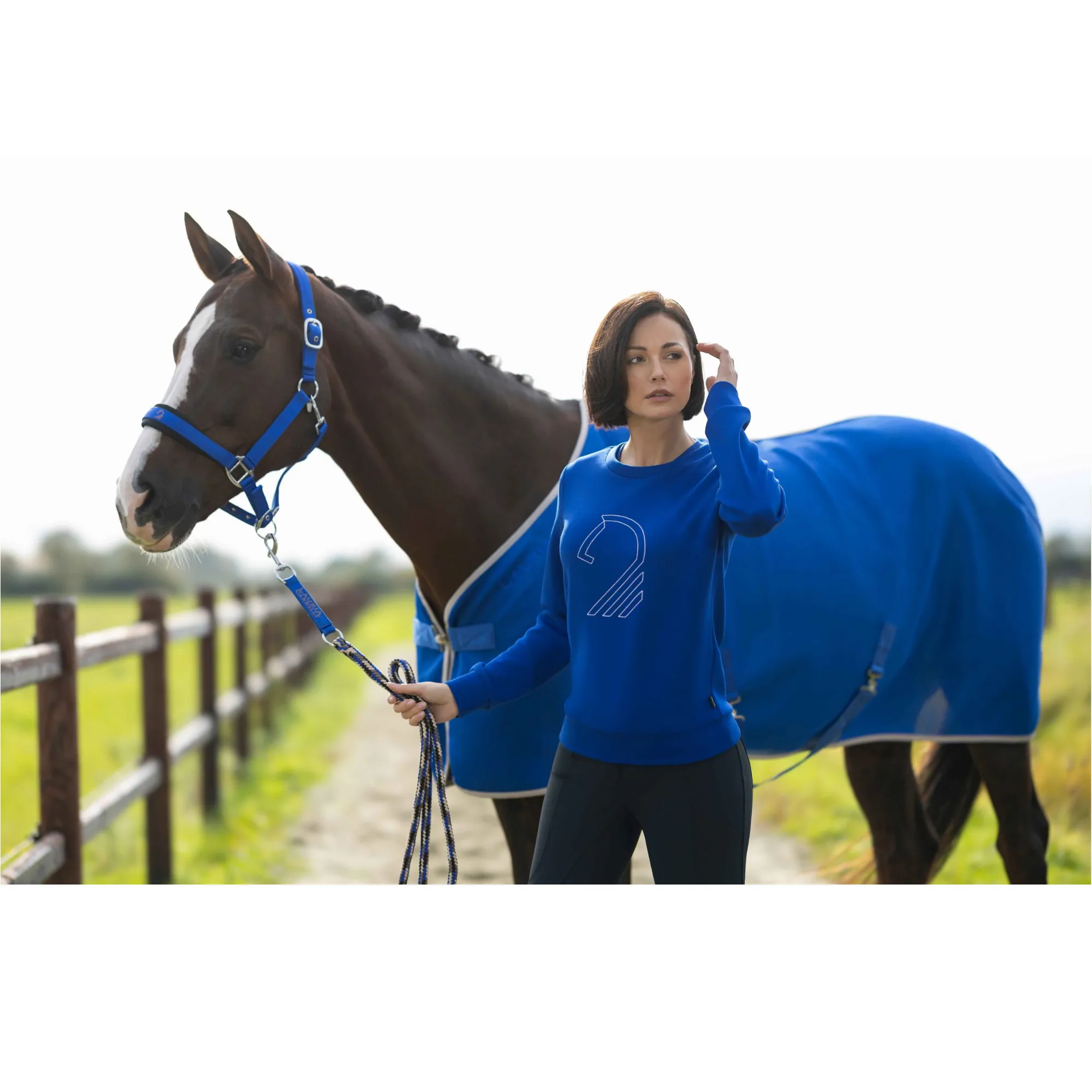 Damen Pullover LIVIGNO HORSE HEAD blau