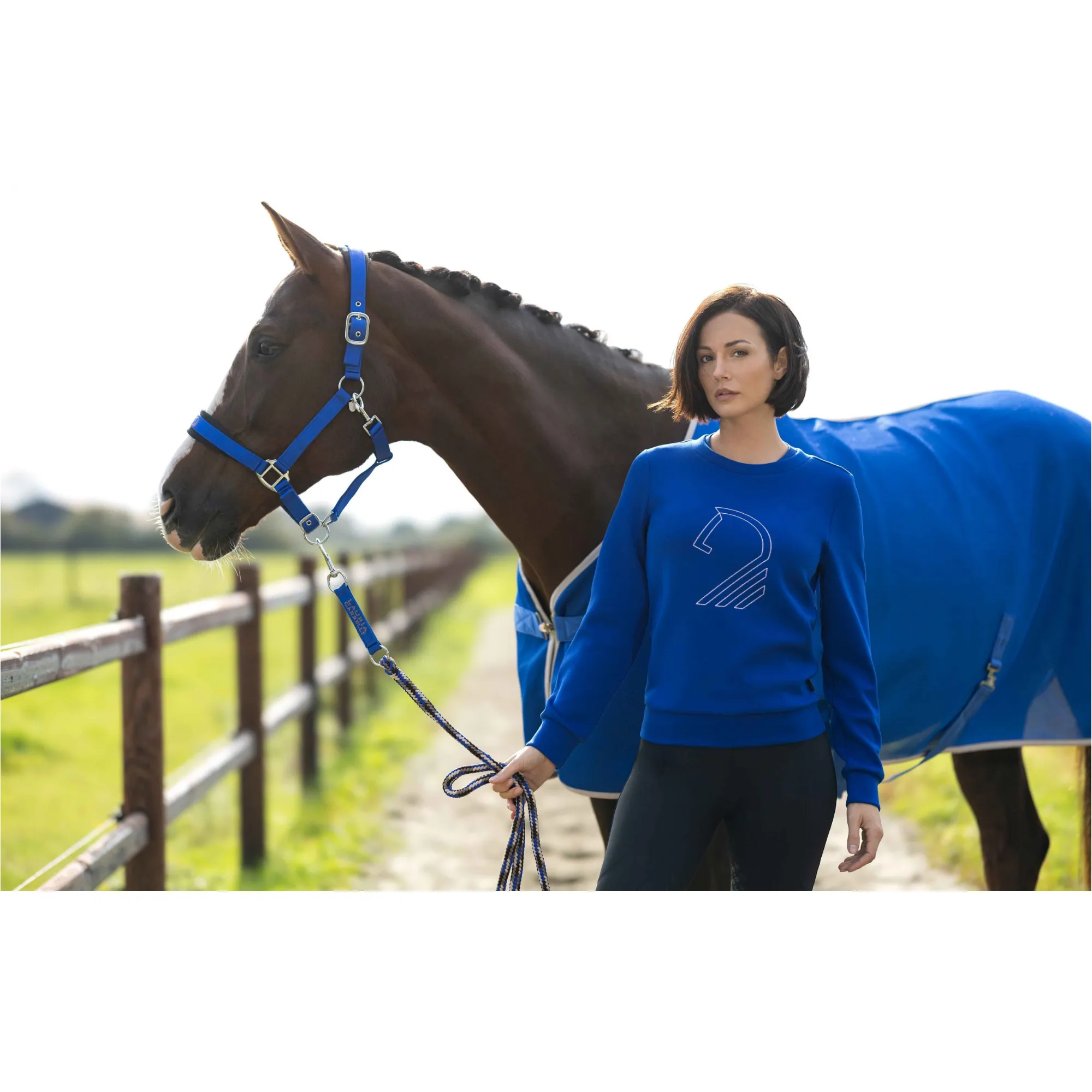 Damen Pullover LIVIGNO HORSE HEAD blau