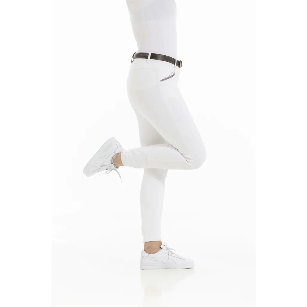Damen Reithose aus Bio-Baumwolle Silikon Kniebesatz KIM weiß