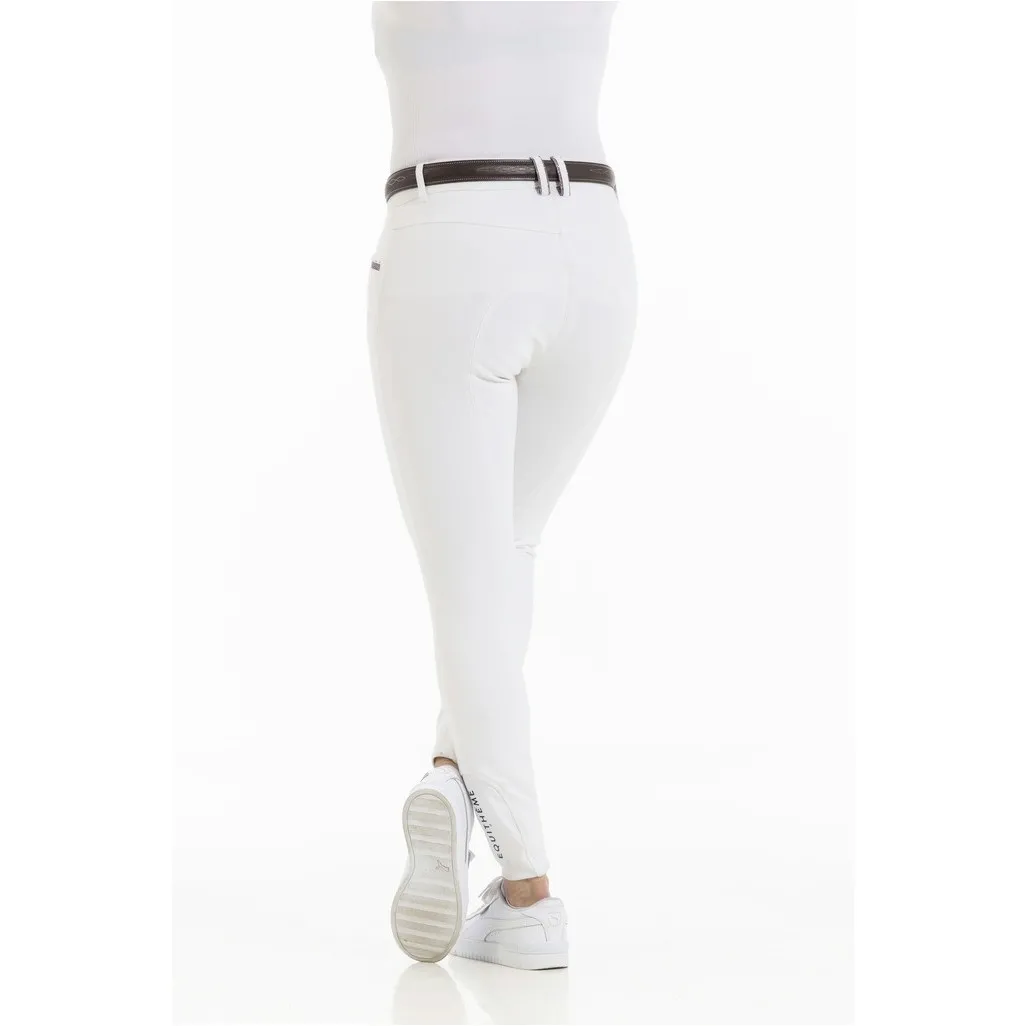 Damen Reithose aus Bio-Baumwolle Silikon Kniebesatz KIM weiß