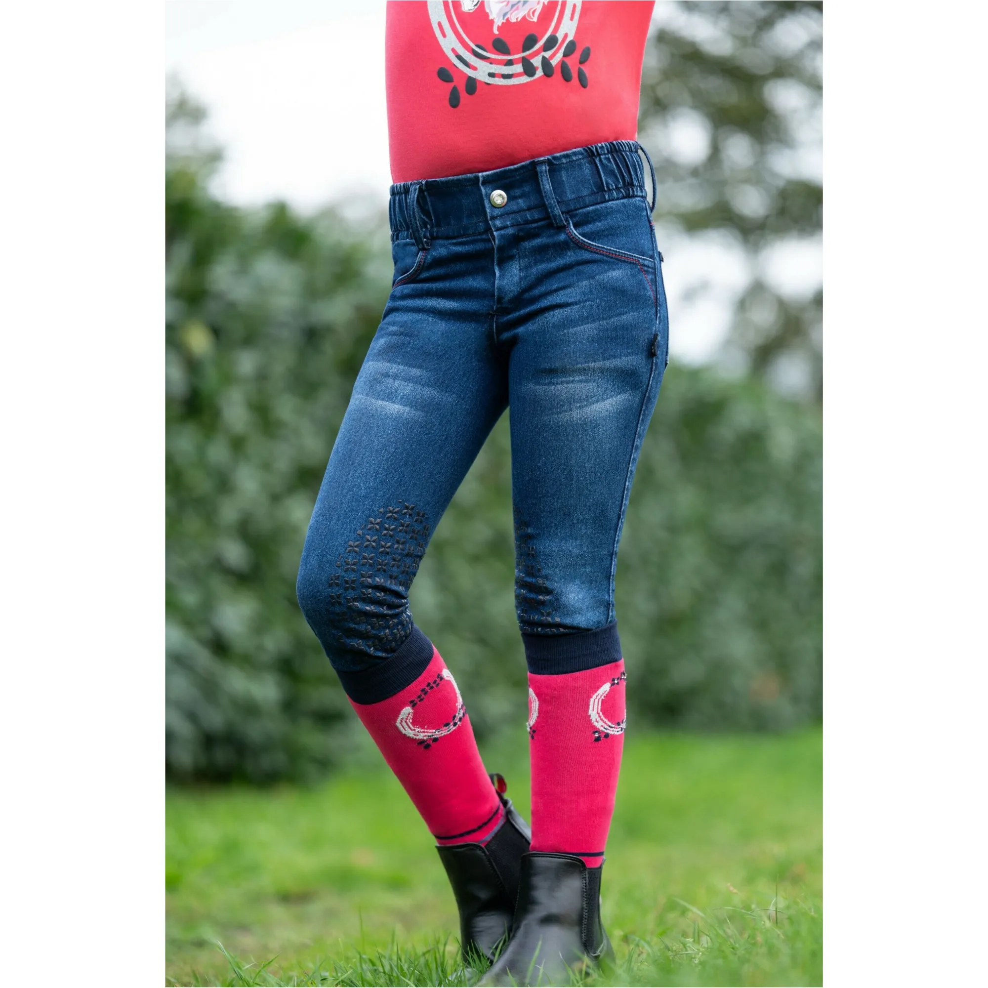 Kinder Reithose Silikon Kniebesatz AYMEE DENIM dunkelblau