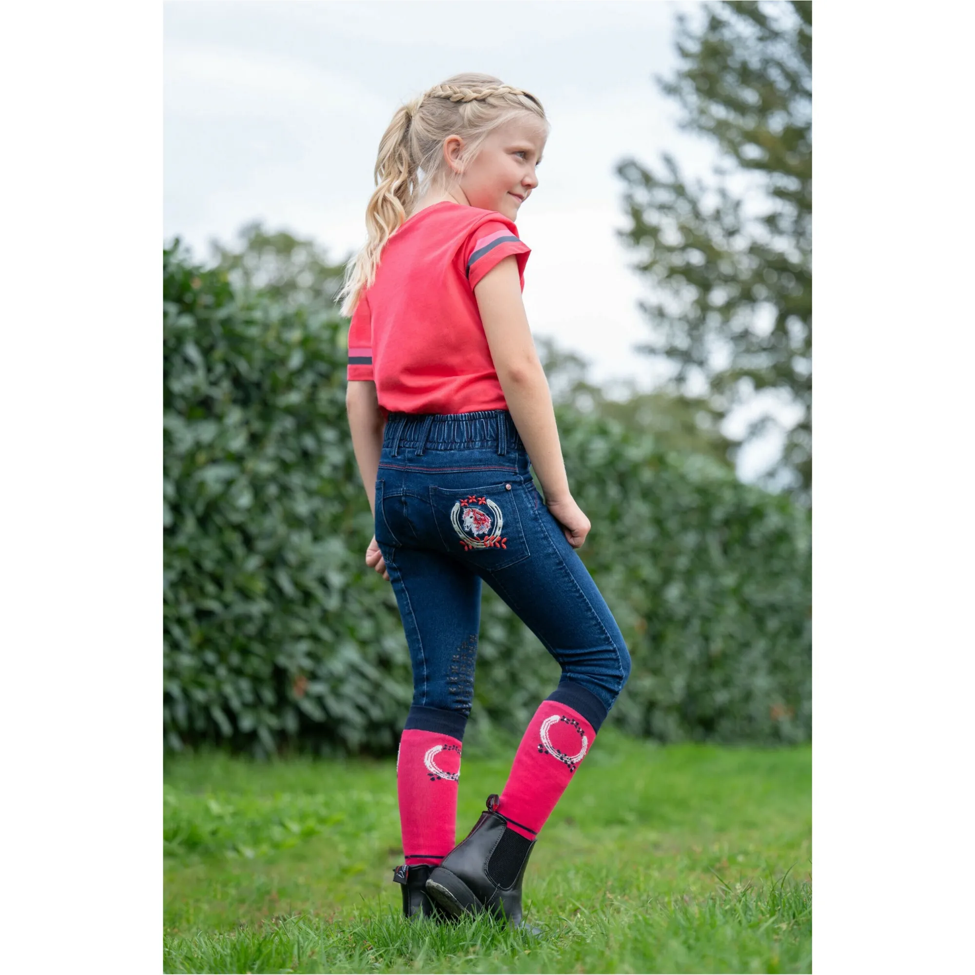 Kinder Reithose Silikon Kniebesatz AYMEE DENIM dunkelblau