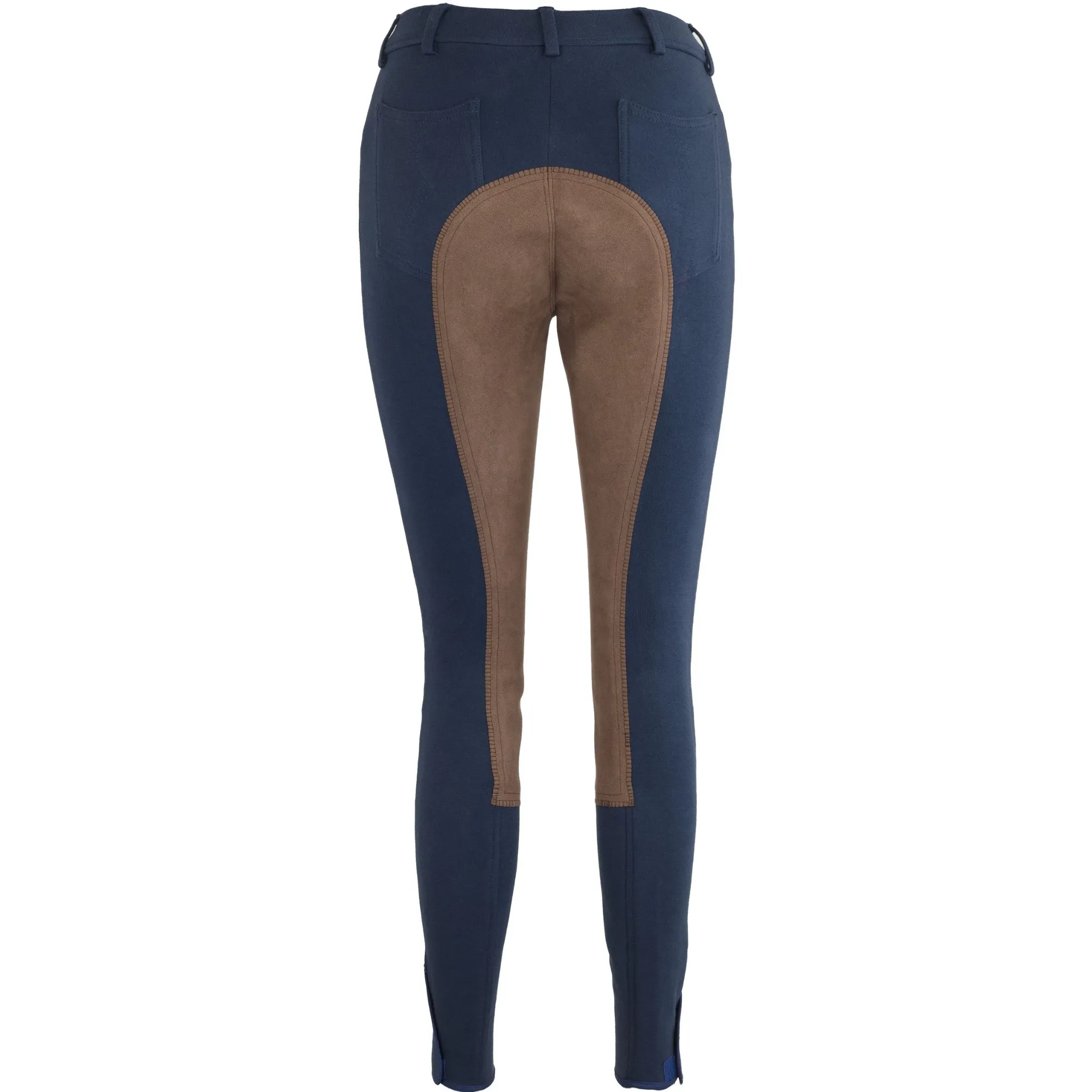 Damen Reithose Vollbesatz BASICLINE dunkelblau/hellbraun