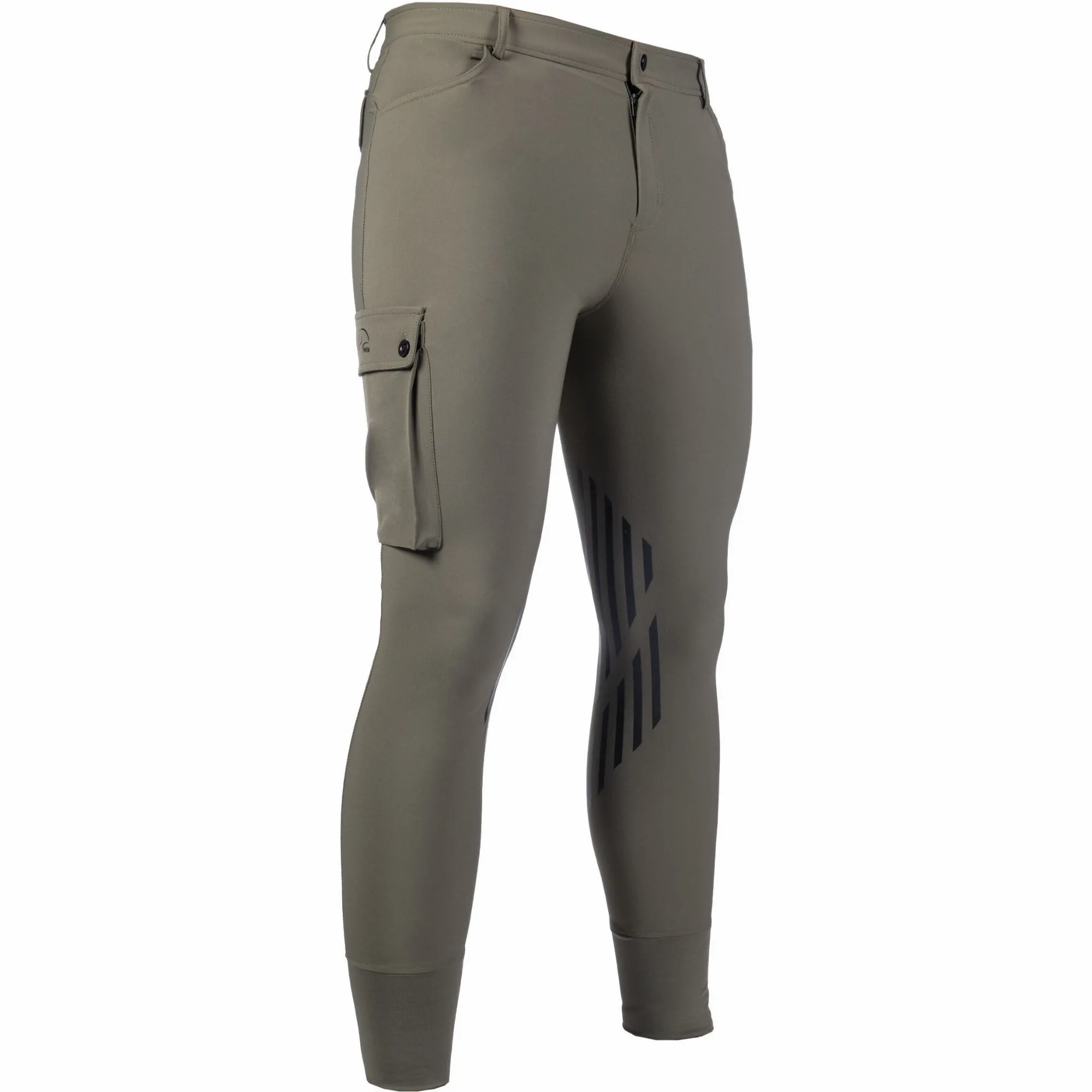 Herren Reithose Silikon Kniebesatz CARGO olivgrün