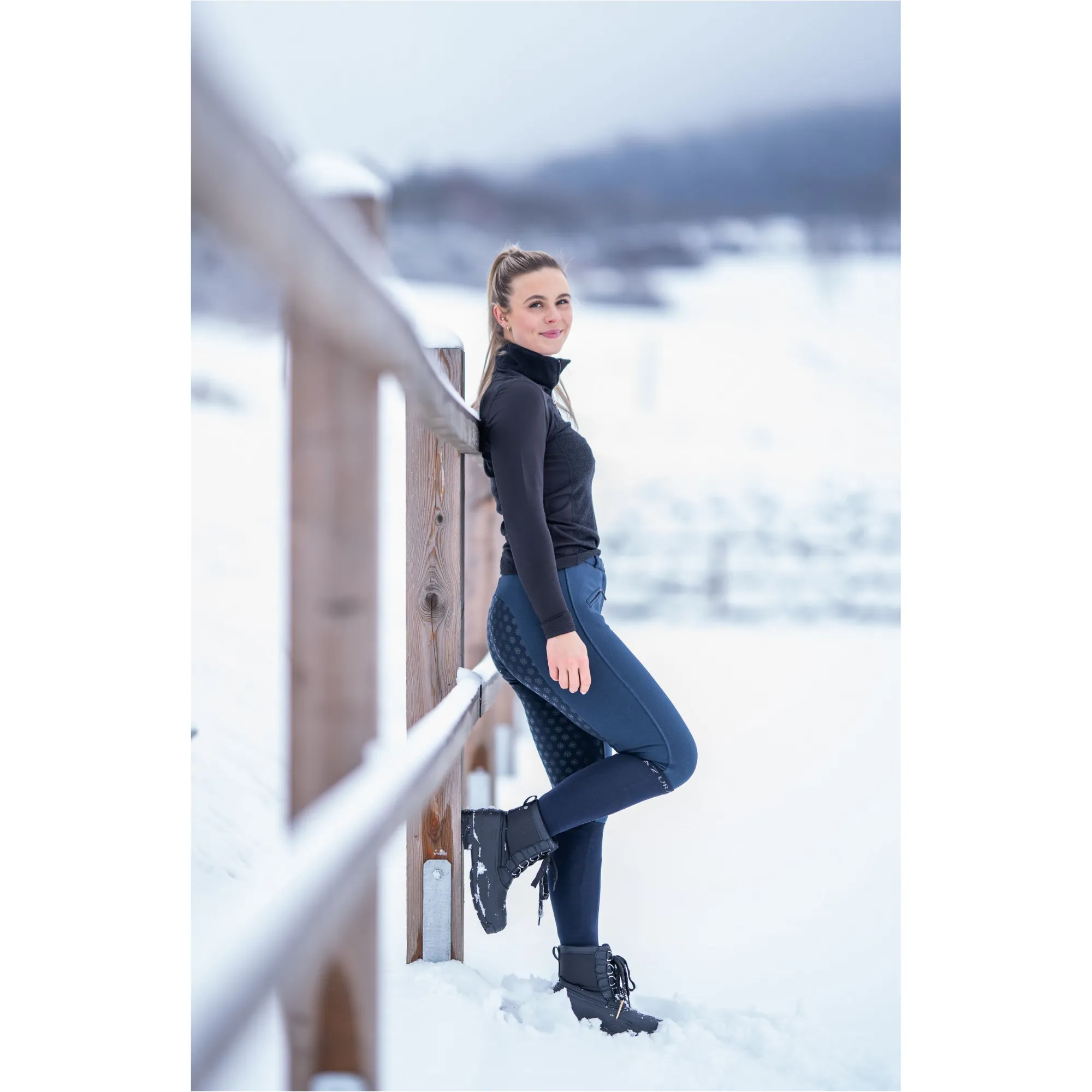 Winter Damen Reithose Silikon Vollbesatz COMFORT nachtblau