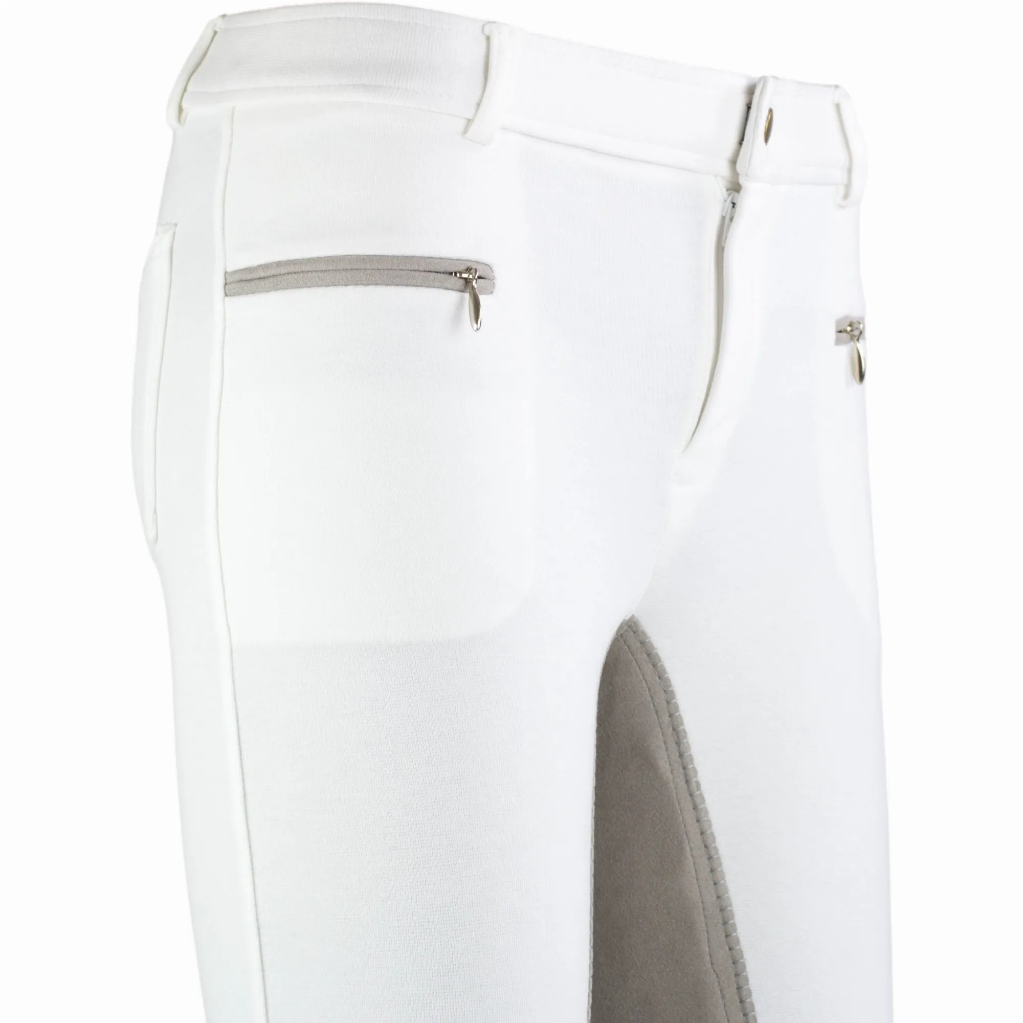 Kinder Reithose Vollbesatz Flex BASICLINE weiß/grau