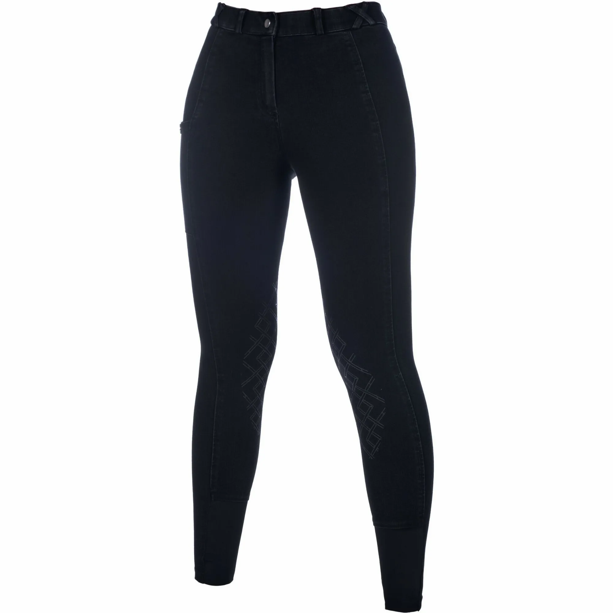 Damen Reithose Silikon Kniebesatz HARBOUR ISLAND DENIM schwarz