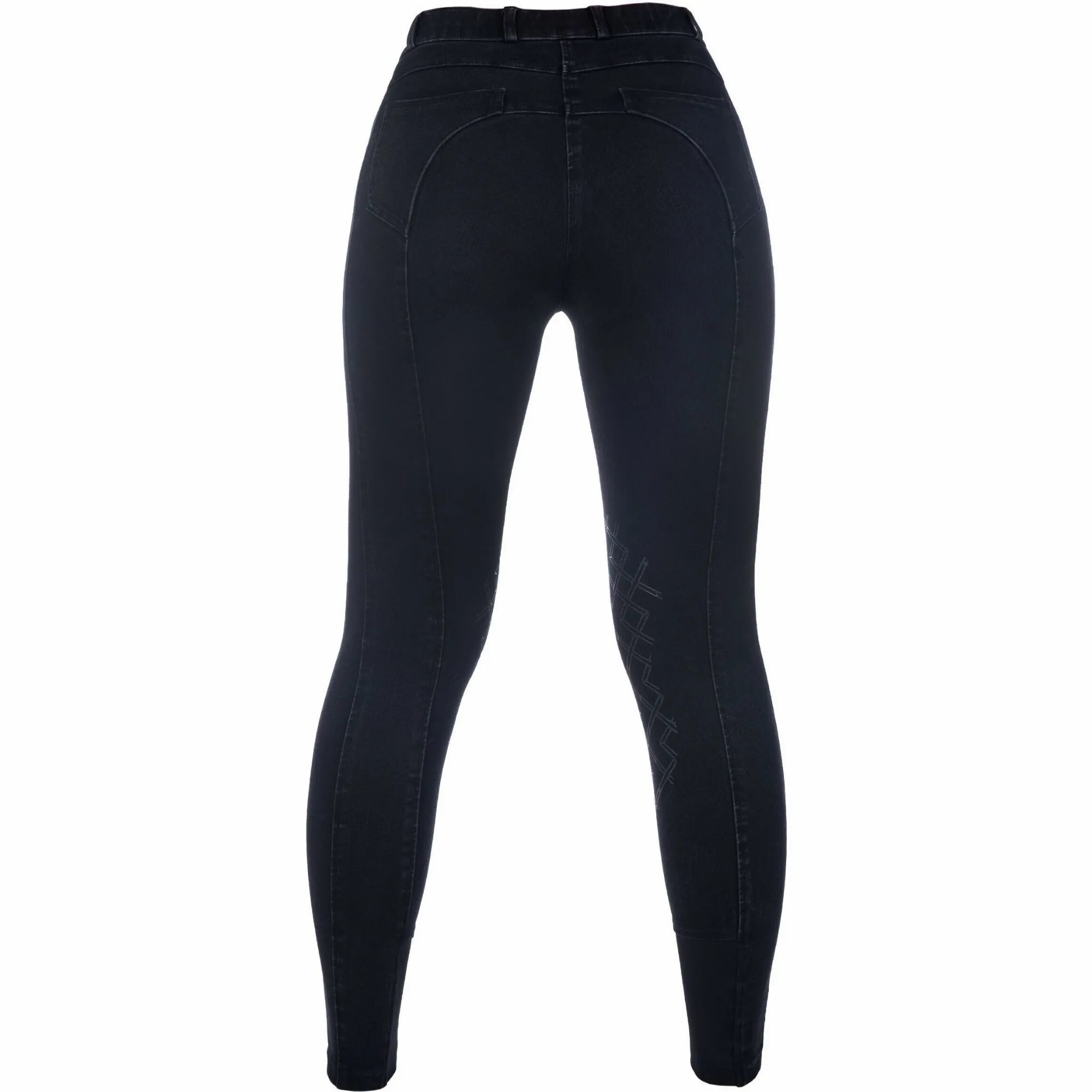 Damen Reithose Silikon Kniebesatz HARBOUR ISLAND DENIM schwarz