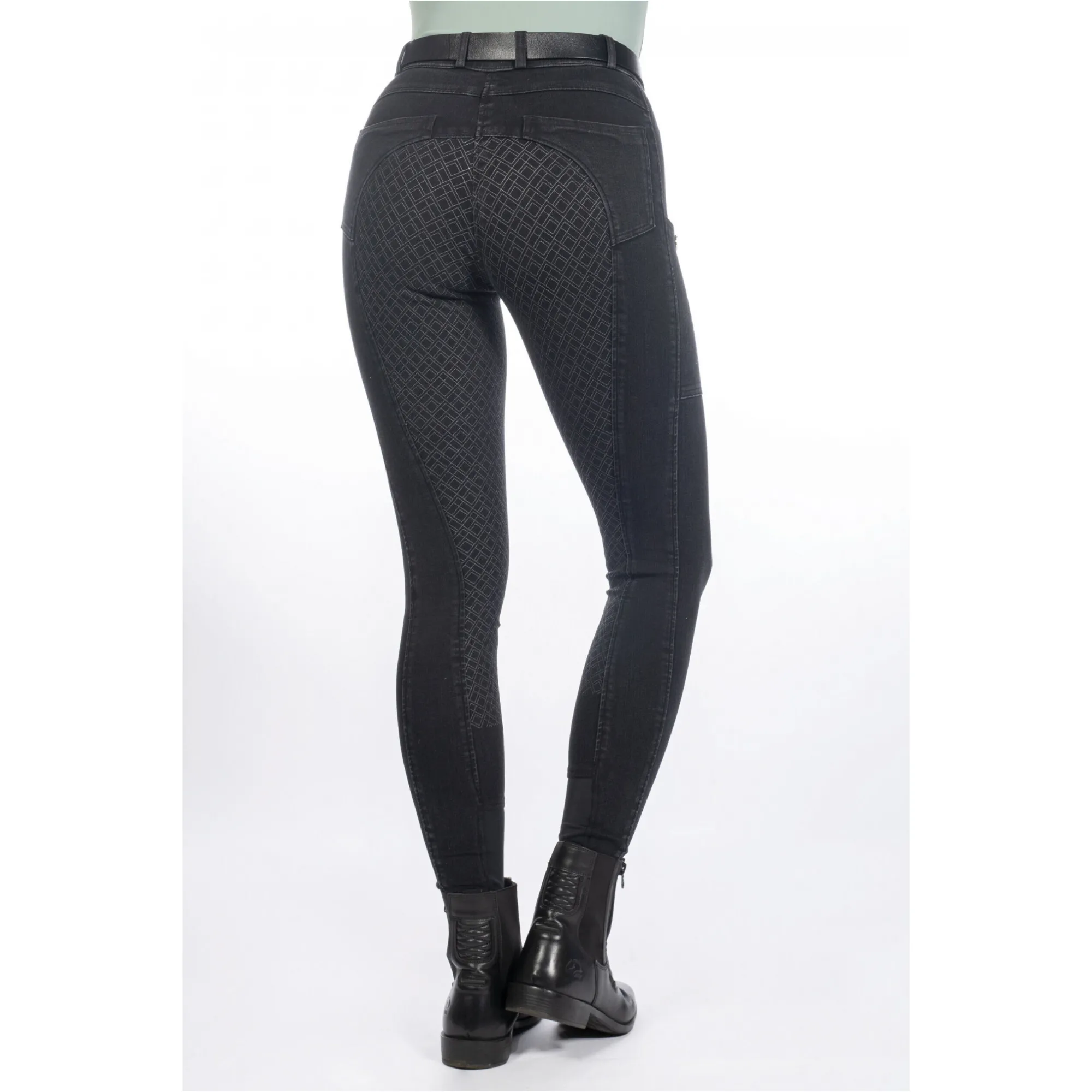 Damen Reithose Silikon Vollbesatz HARBOUR ISLAND DENIM schwarz