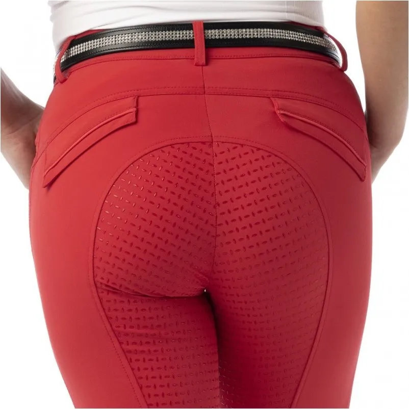 Damen Reithose Silikon Vollbesatz MICRO rot