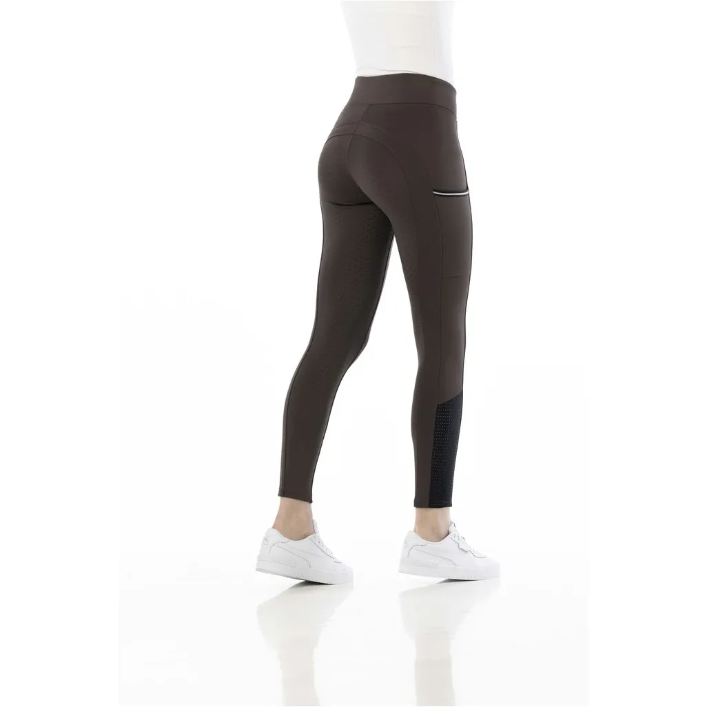 Sommer Damen Reitleggings Silikon Vollbesatz BRIGITTE Mesh nussbraun